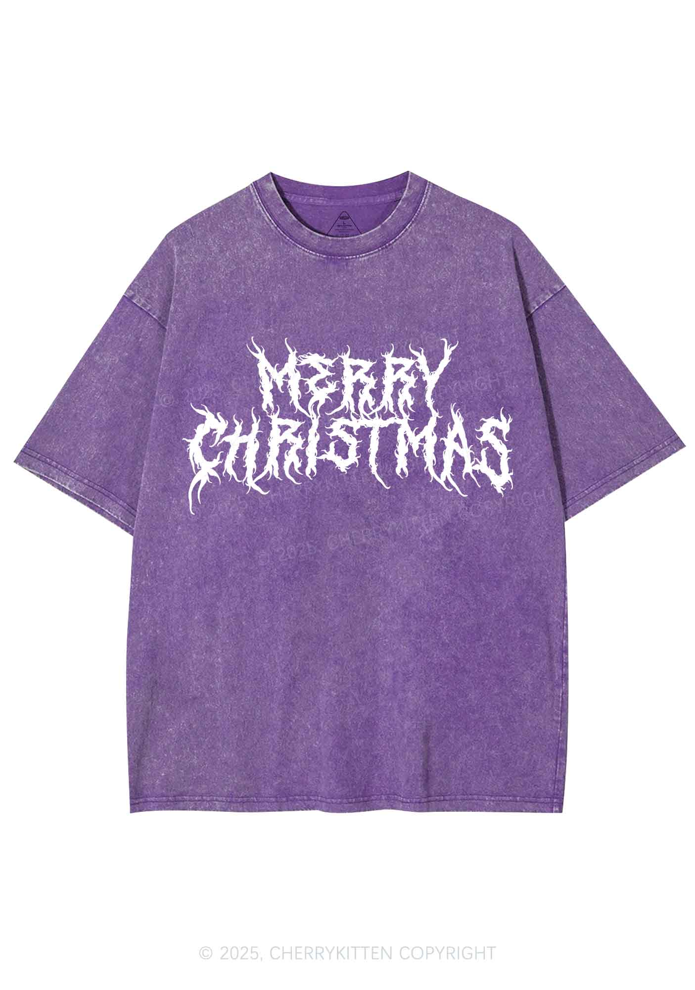 Merry Christmas Y2K Shirts Washed Tee Cherrykitten - Image 5