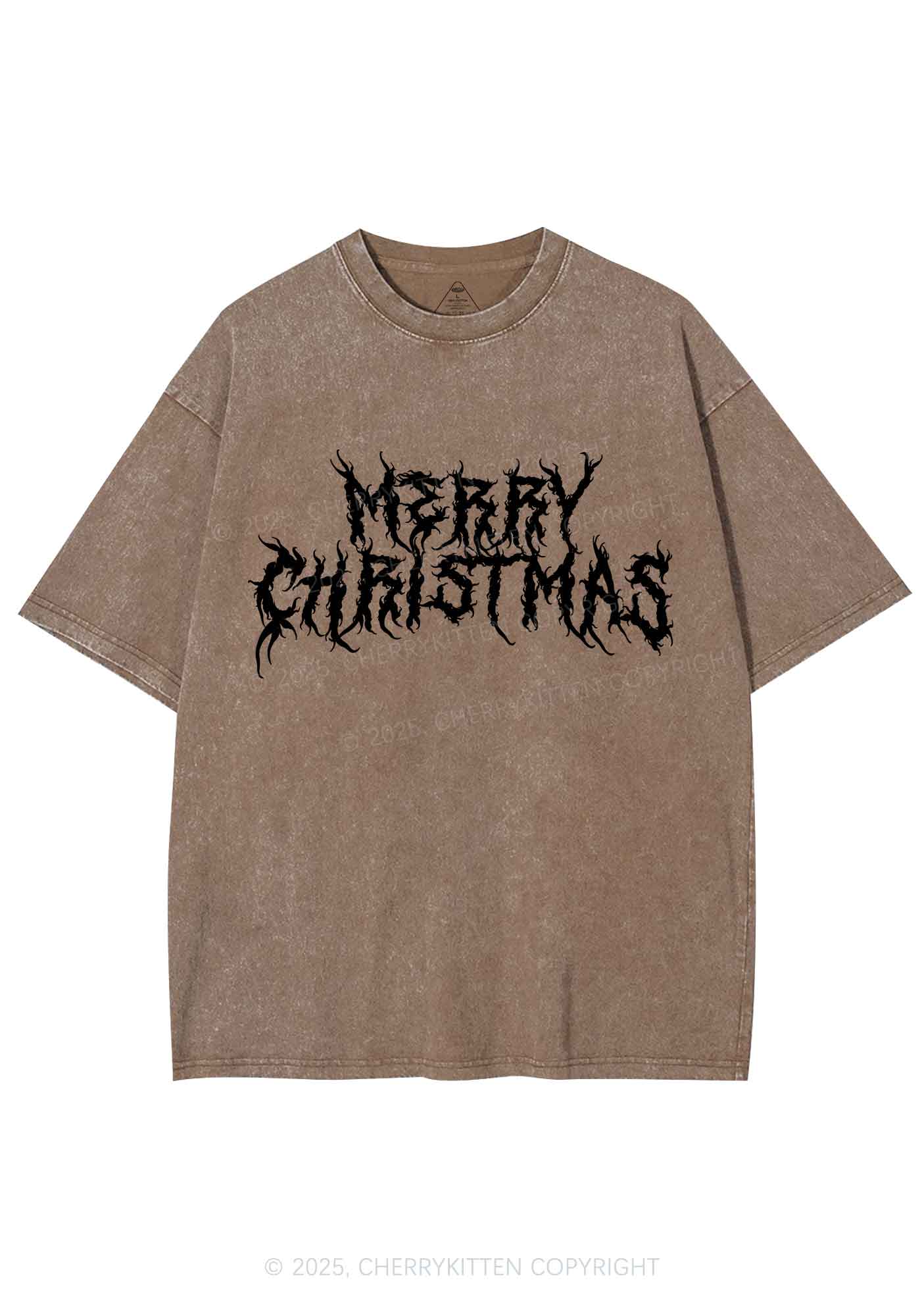 Merry Christmas Y2K Shirts Washed Tee Cherrykitten - Image 6