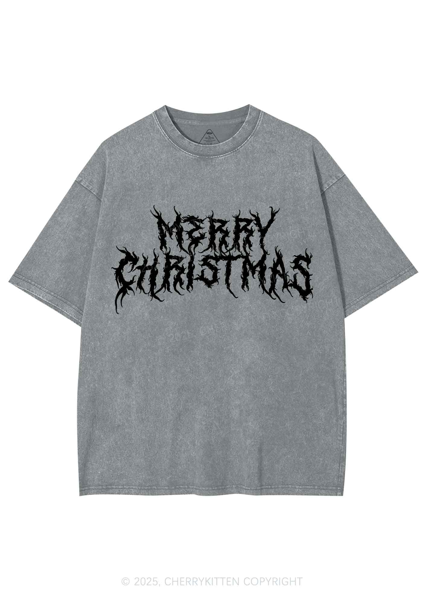 Merry Christmas Y2K Shirts Washed Tee Cherrykitten - Image 7