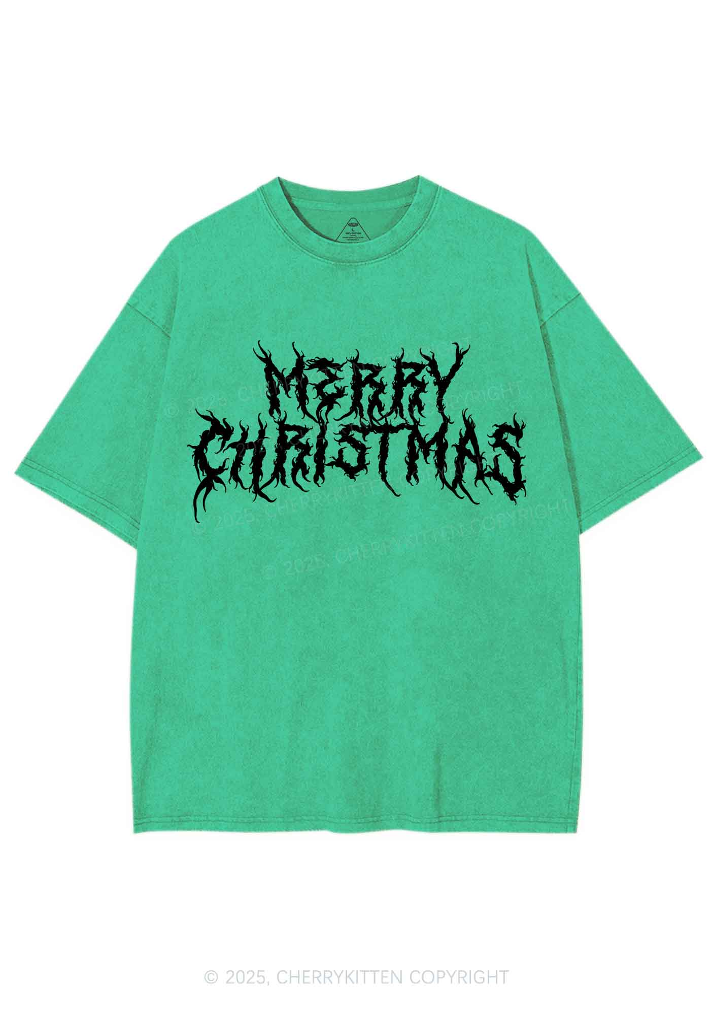 Merry Christmas Y2K Shirts Washed Tee Cherrykitten - Image 8
