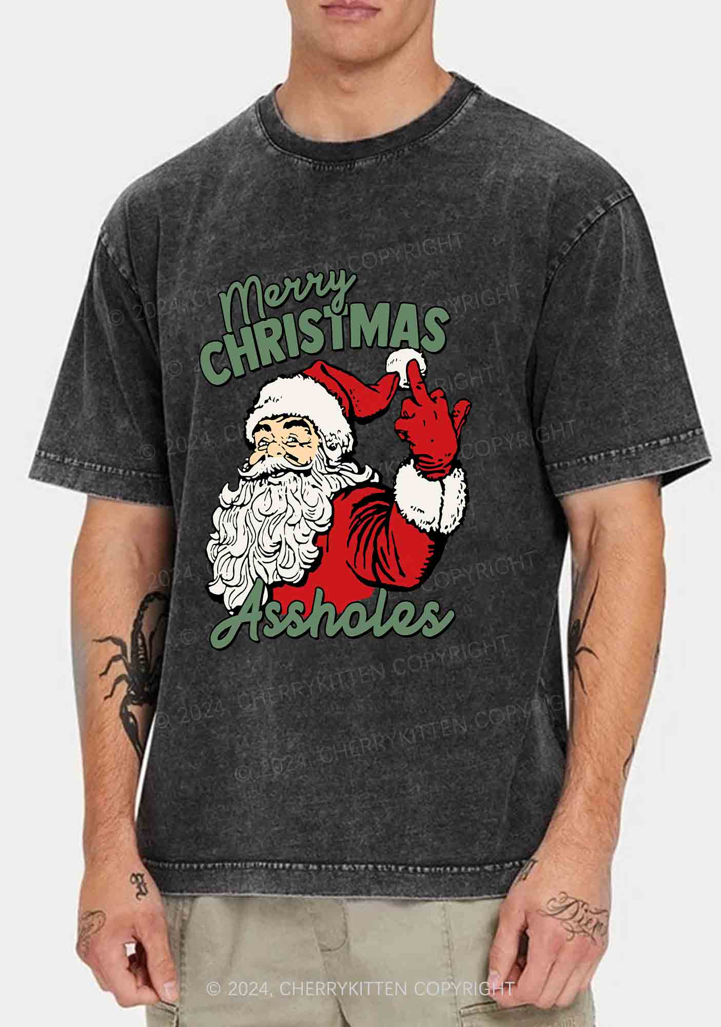 Merry Christmas Y2K Washed Tee Cherrykitten - Image 2