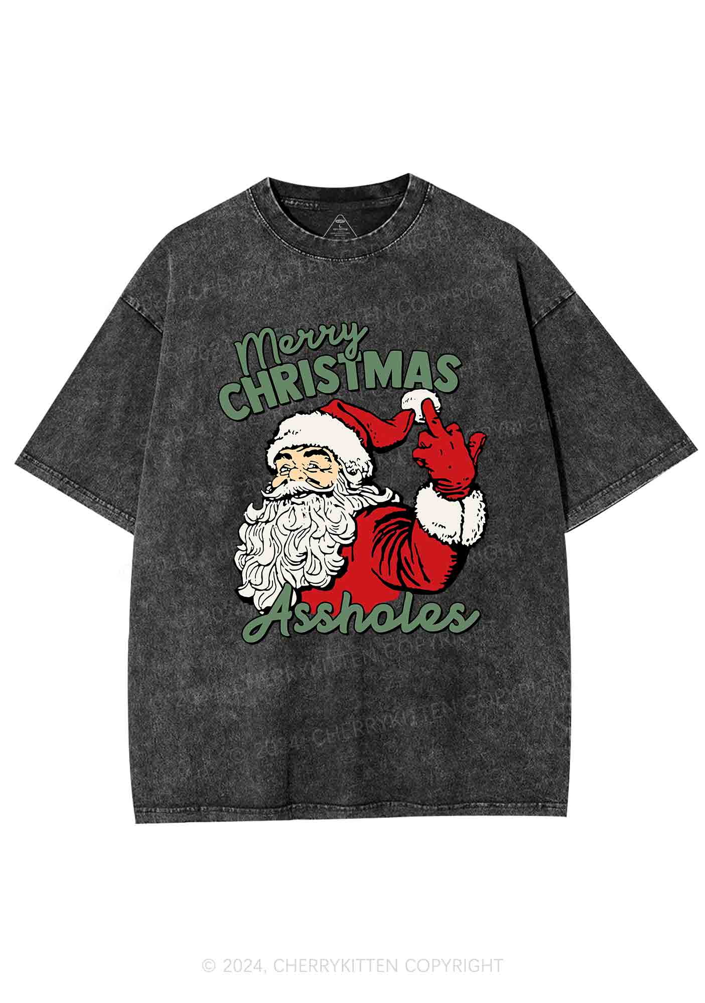 Merry Christmas Y2K Washed Tee Cherrykitten - Image 3