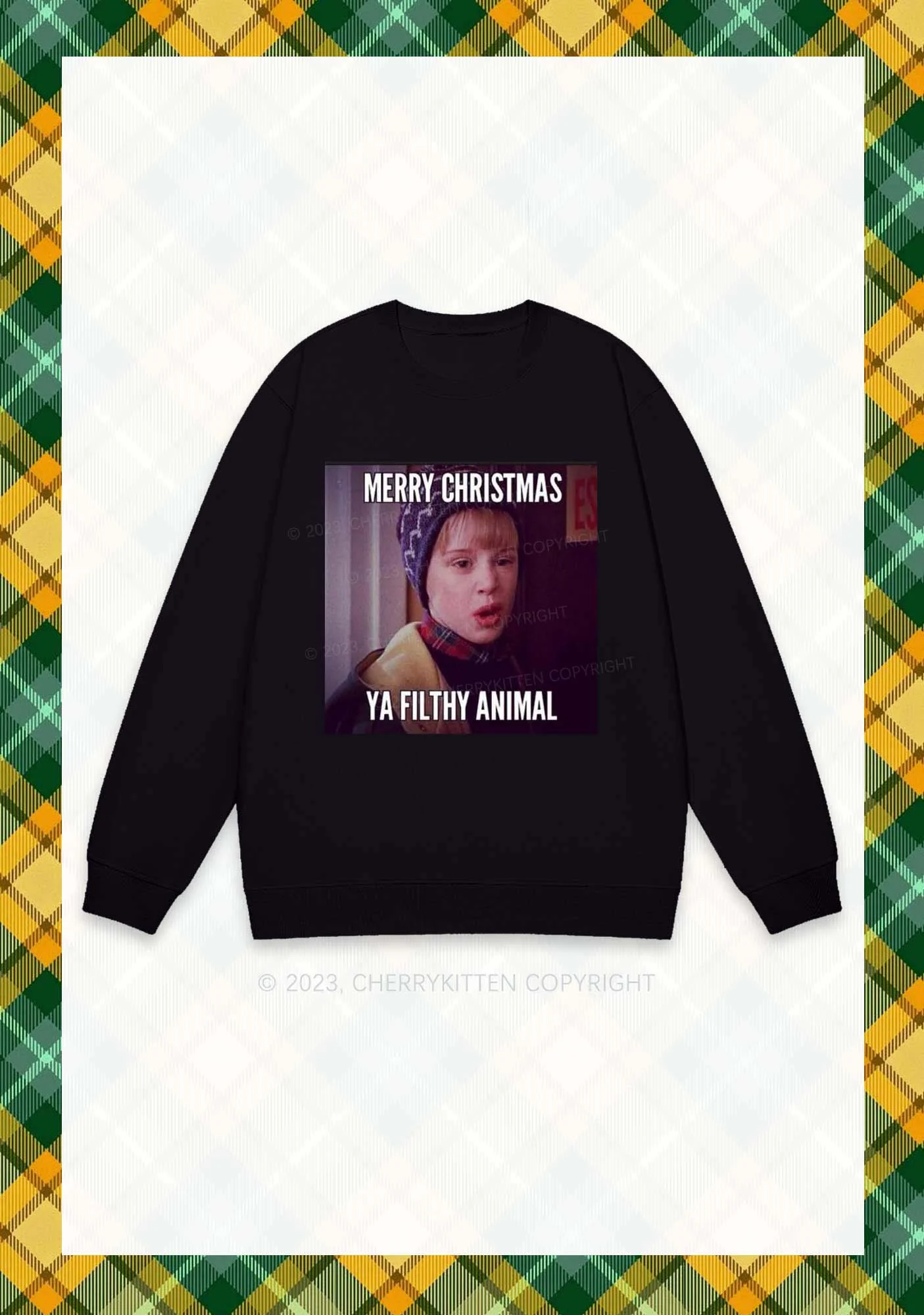 Merry Christmas Ya Filthy Animal Y2K Sweatshirt Cherrykitten - Image 3