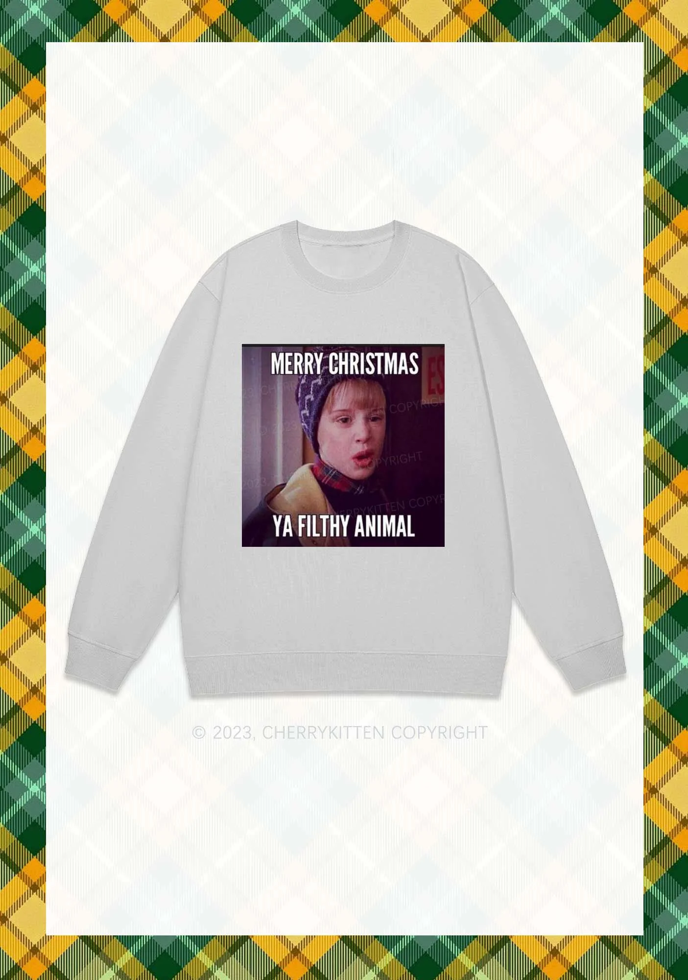 Merry Christmas Ya Filthy Animal Y2K Sweatshirt Cherrykitten - Image 5