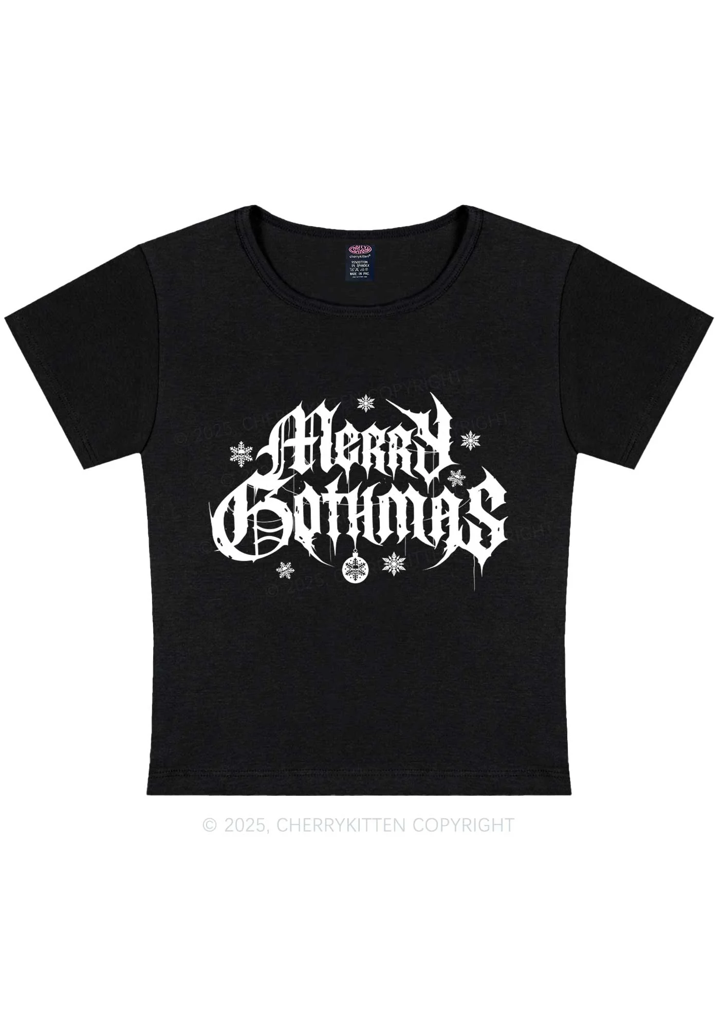 Merry Gothmas Y2K Baby Tee Cherrykitten - Image 3