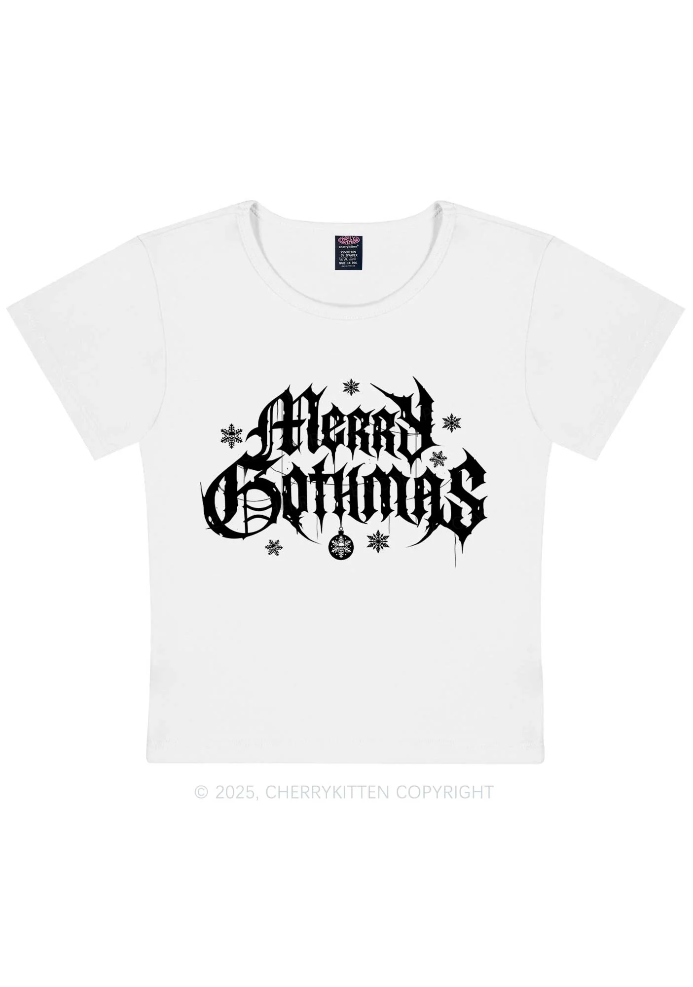 Merry Gothmas Y2K Baby Tee Cherrykitten - Image 4