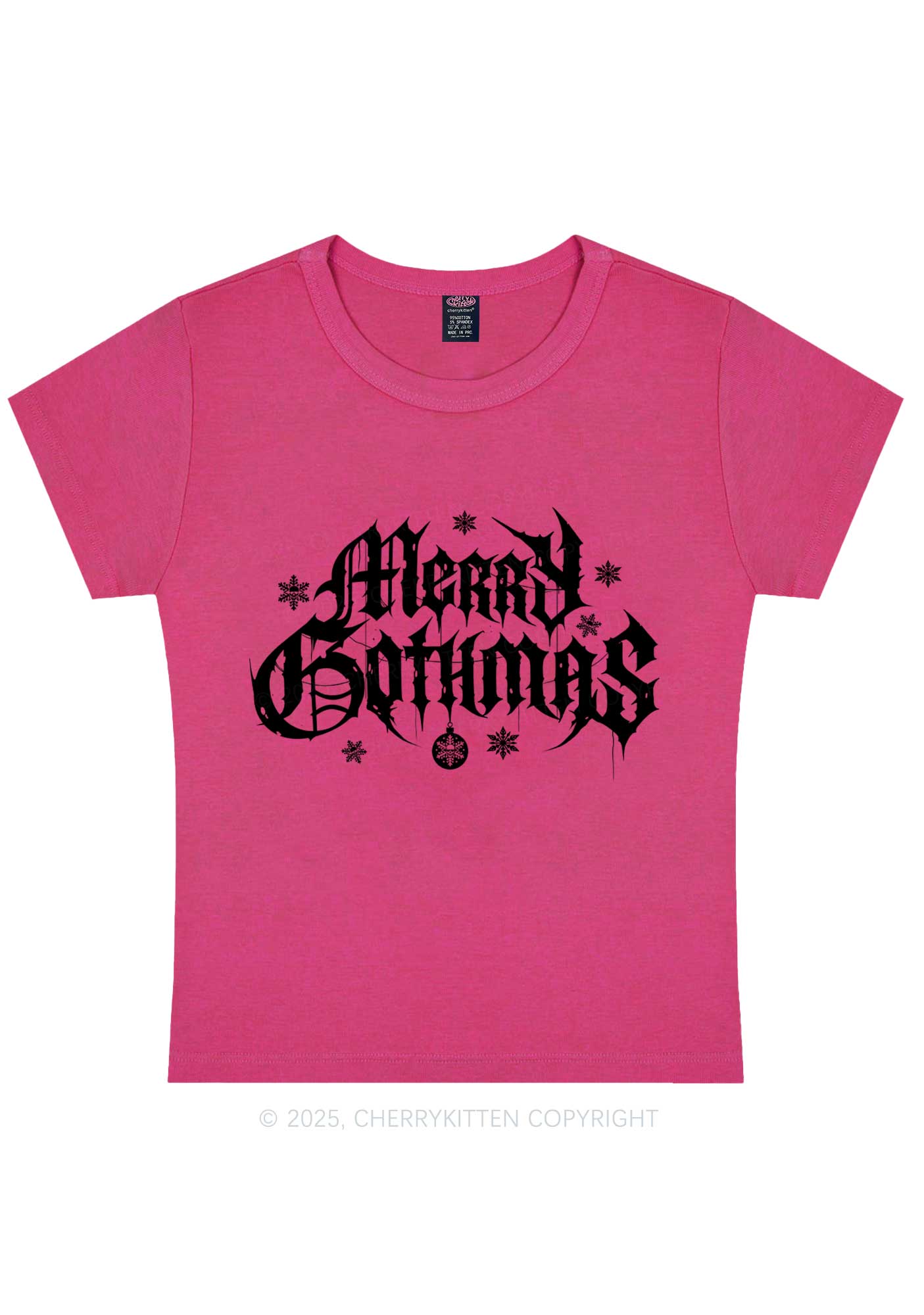 Merry Gothmas Y2K Baby Tee Cherrykitten - Image 5