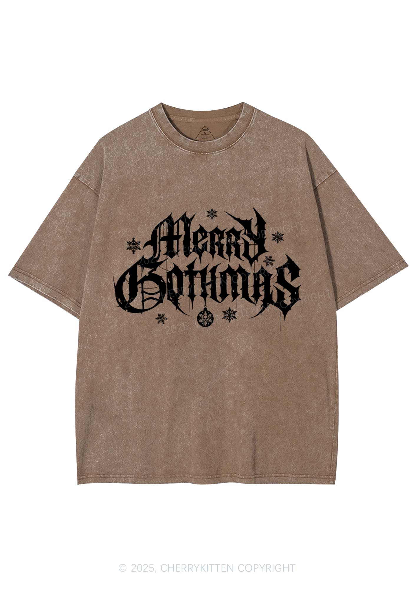 Merry Gothmas Y2K Shirts Washed Tee Cherrykitten - Image 6