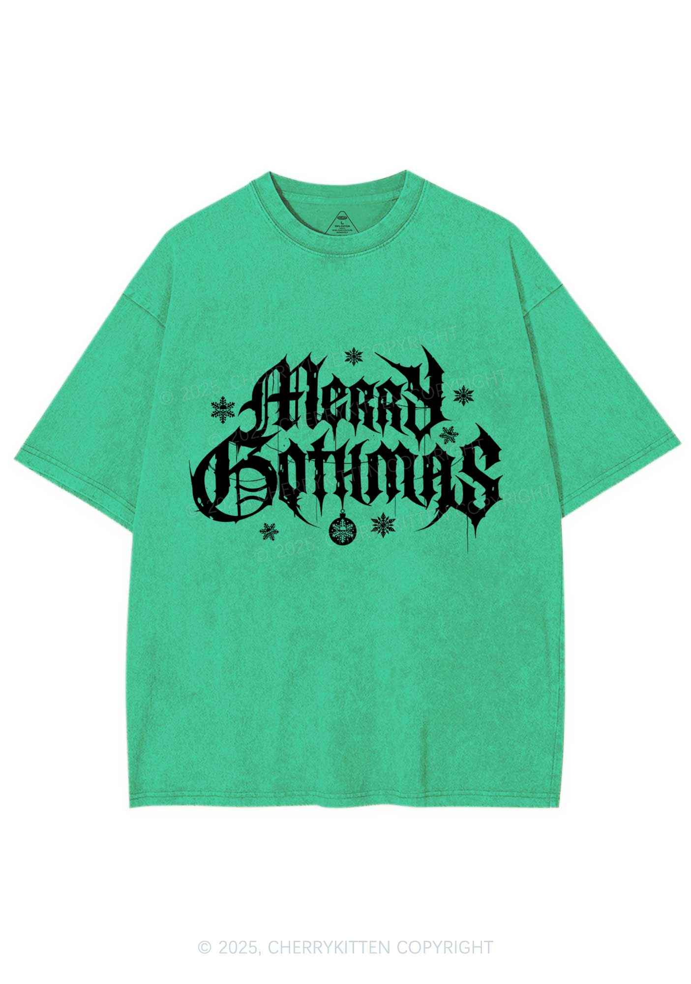 Merry Gothmas Y2K Shirts Washed Tee Cherrykitten - Image 7