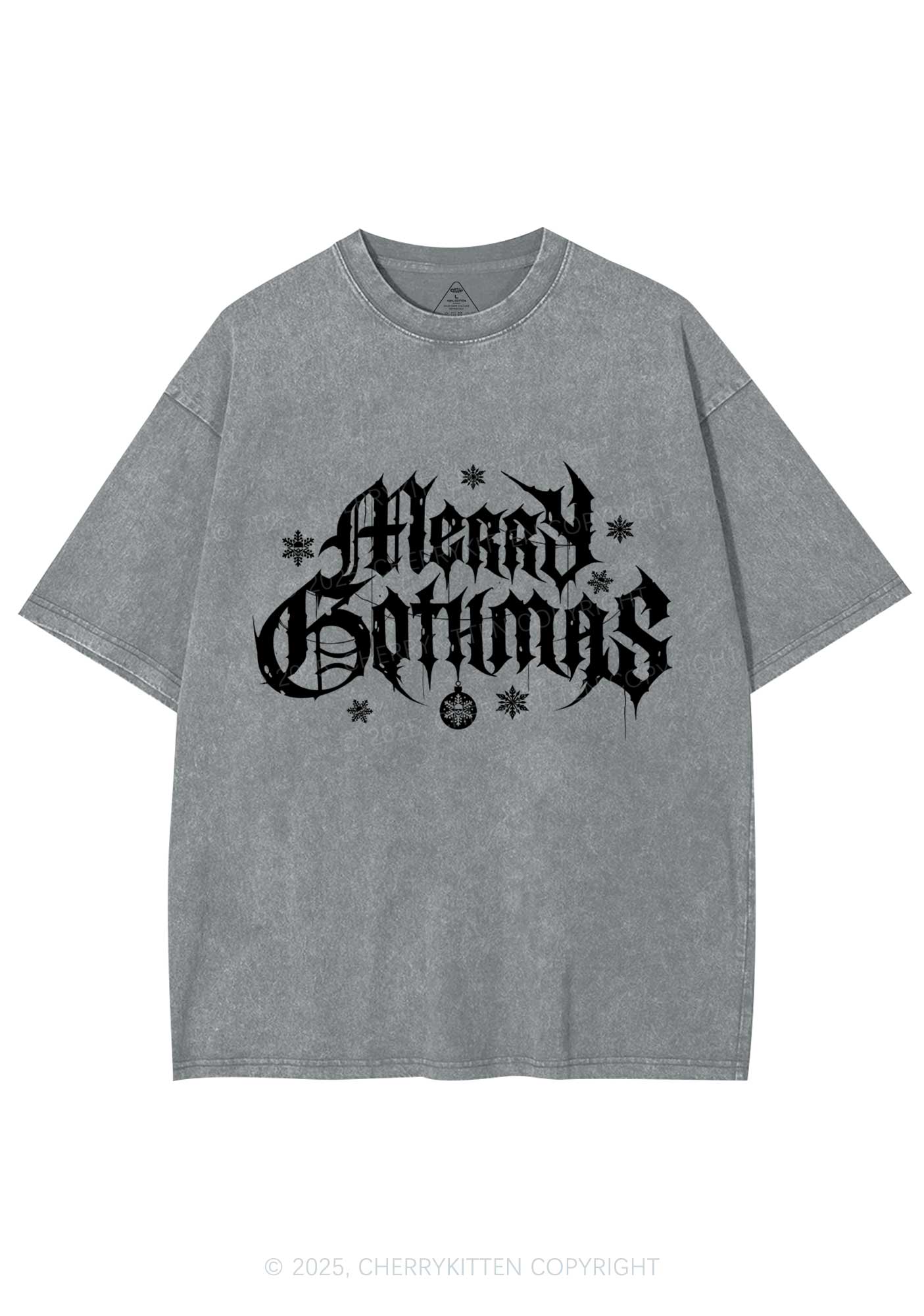 Merry Gothmas Y2K Shirts Washed Tee Cherrykitten - Image 8