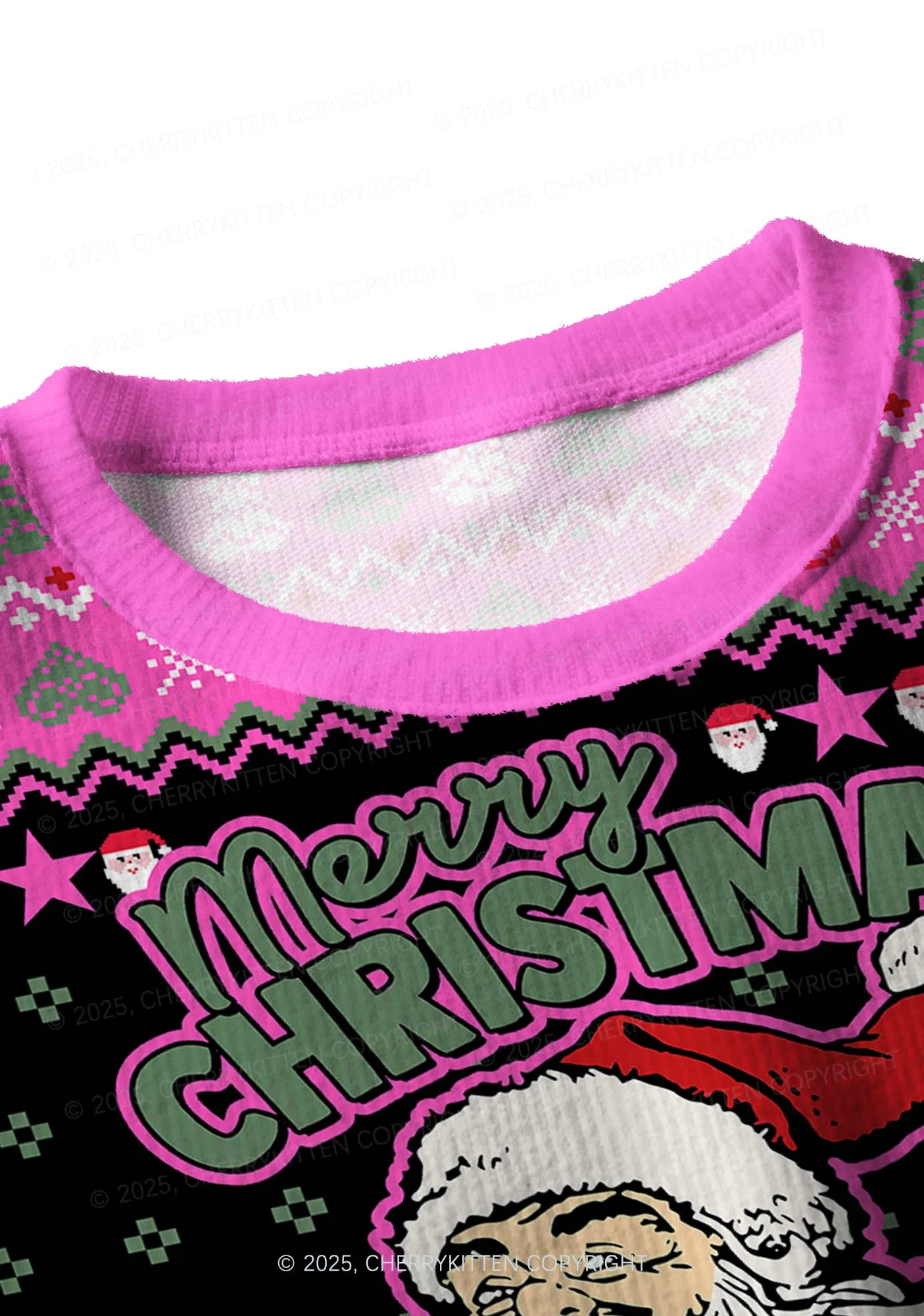 Merry Santa Y2K Christmas Crop Knit Sweatshirt Cherrykitten - Image 4