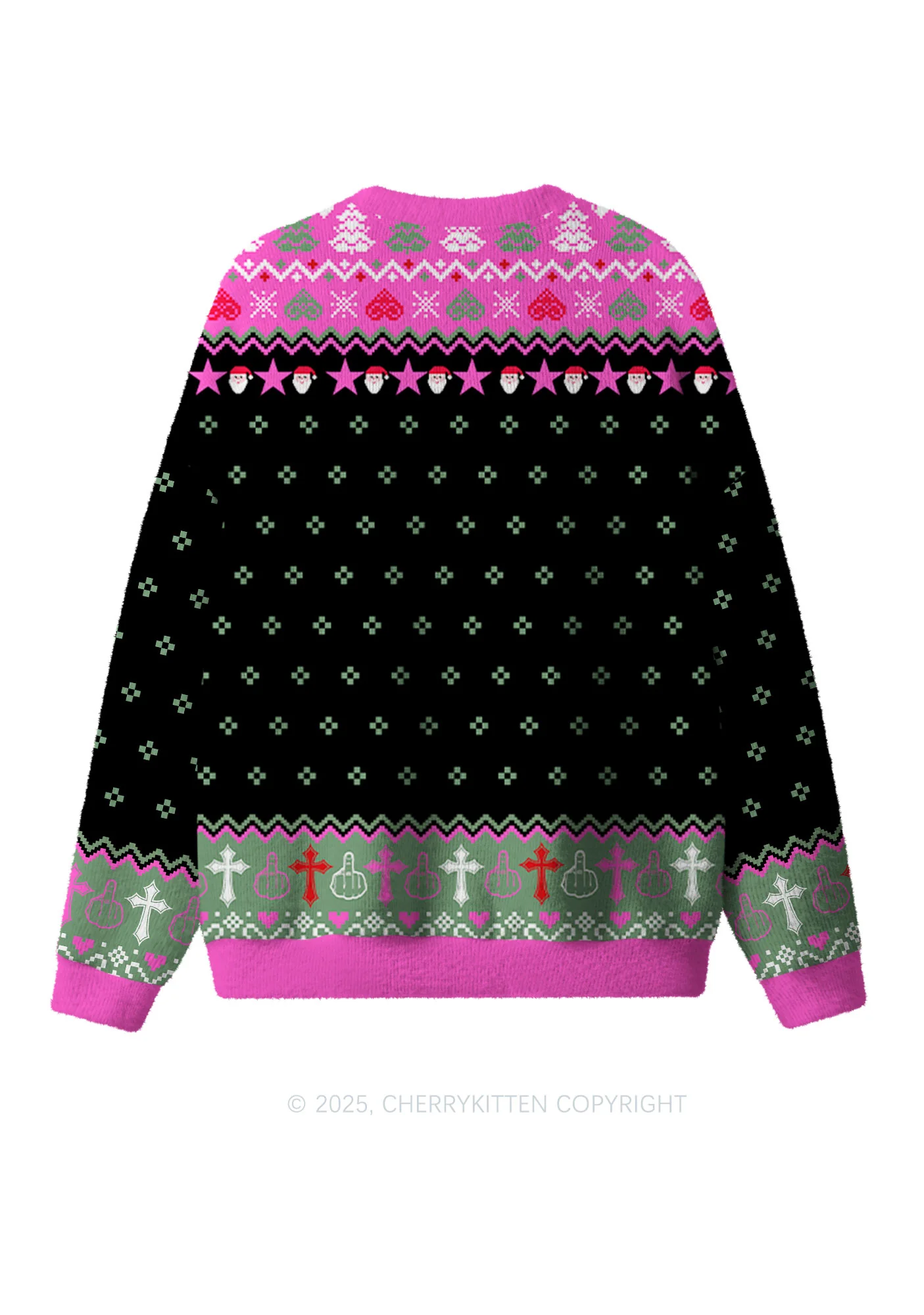 Merry Santa Y2K Christmas Knit Sweatshirt Cherrykitten - Image 2