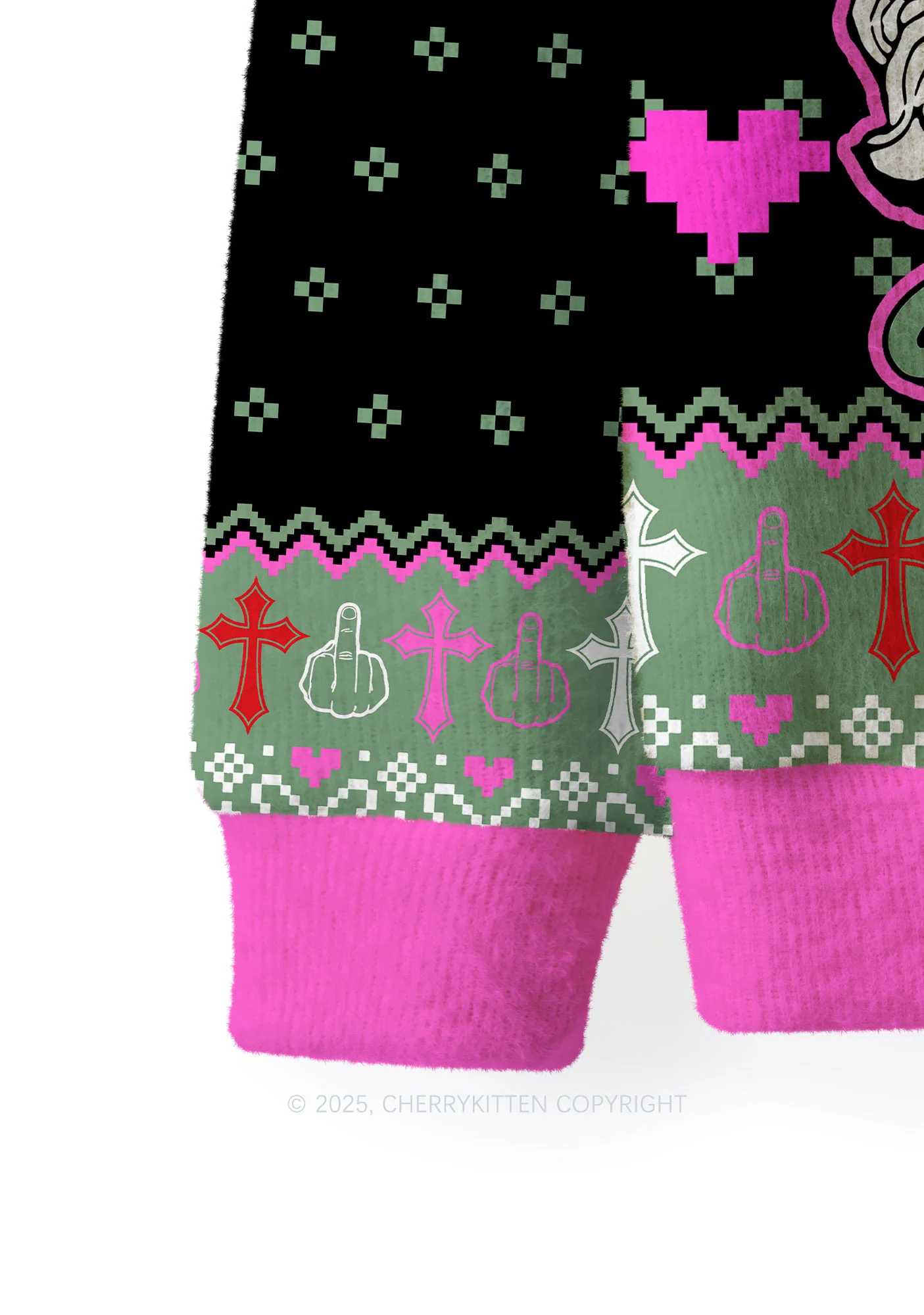 Merry Santa Y2K Christmas Knit Sweatshirt Cherrykitten - Image 3