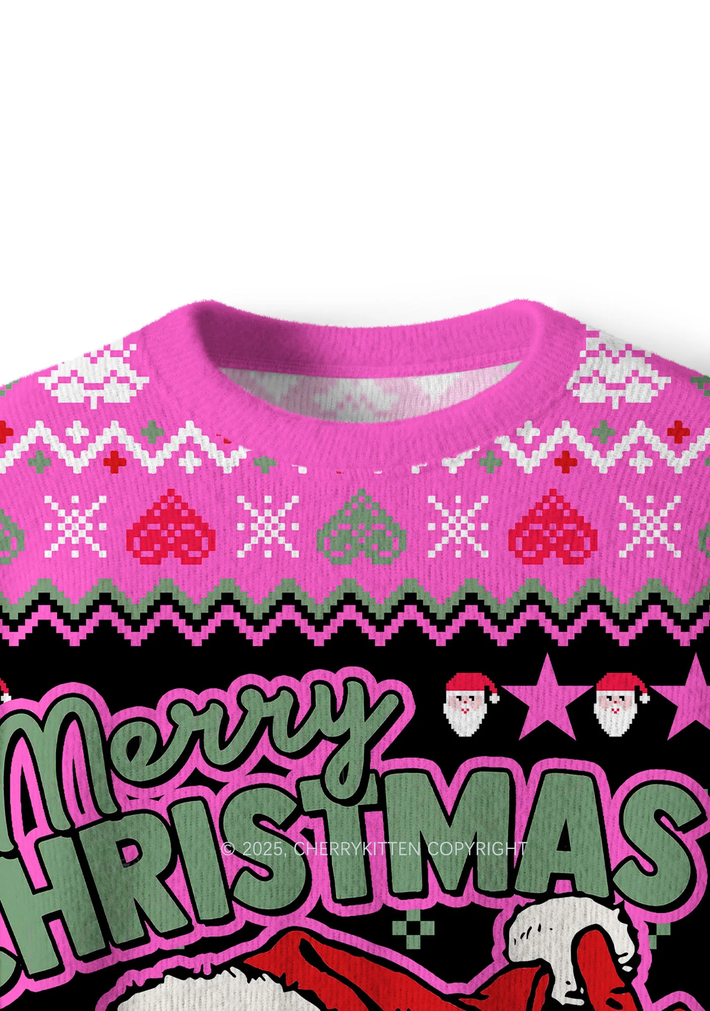 Merry Santa Y2K Christmas Knit Sweatshirt Cherrykitten - Image 4