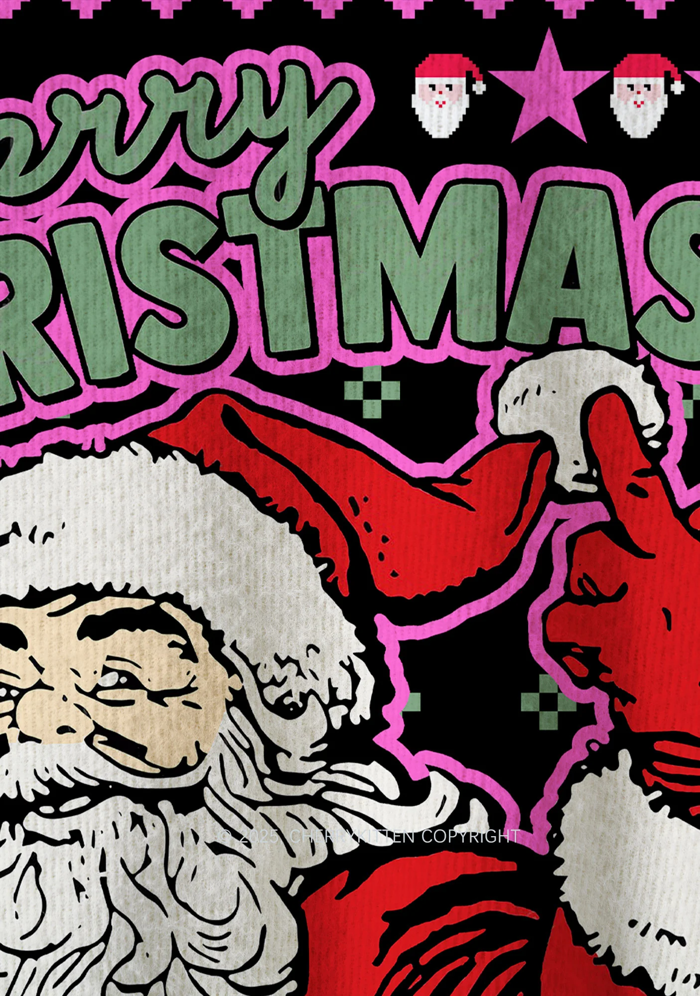 Merry Santa Y2K Christmas Knit Sweatshirt Cherrykitten - Image 5