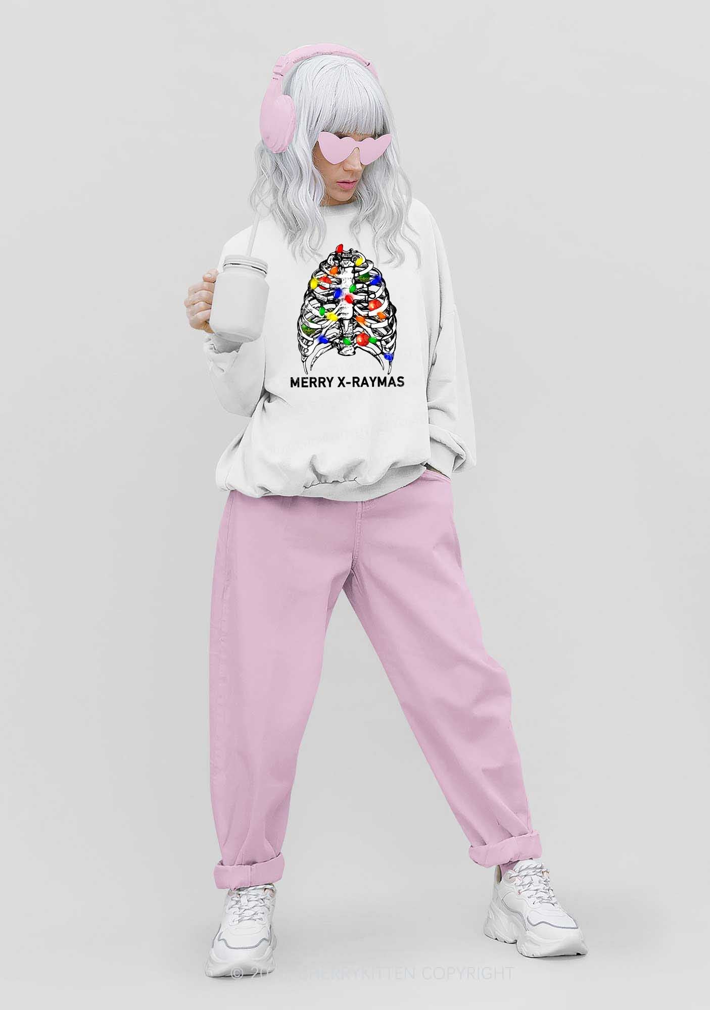 Merry X-Raymas Christmas Y2K Sweatshirt Cherrykitten - Image 2