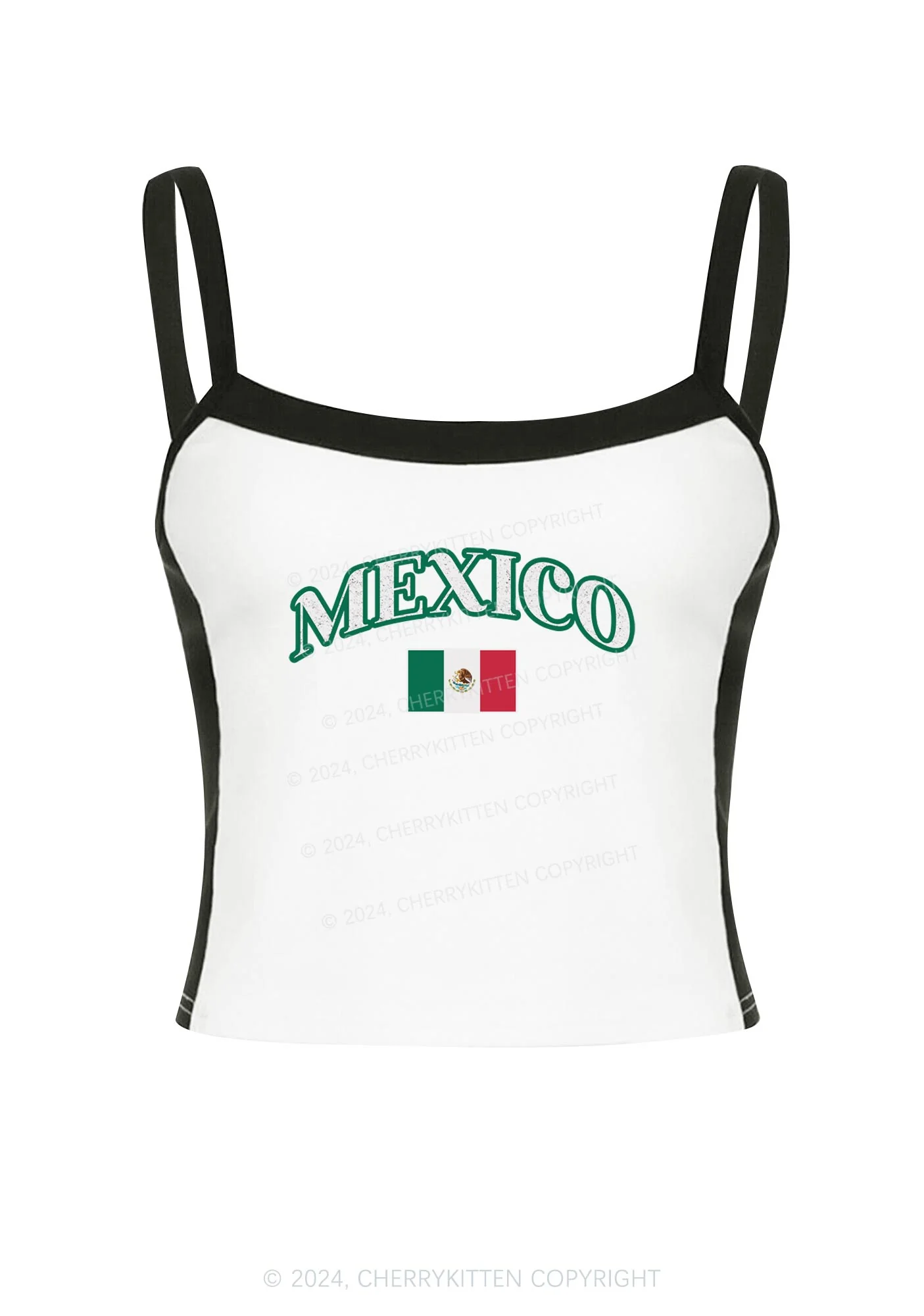 Mexico Y2K Color Block Crop Cami Top Cherrykitten - Image 2