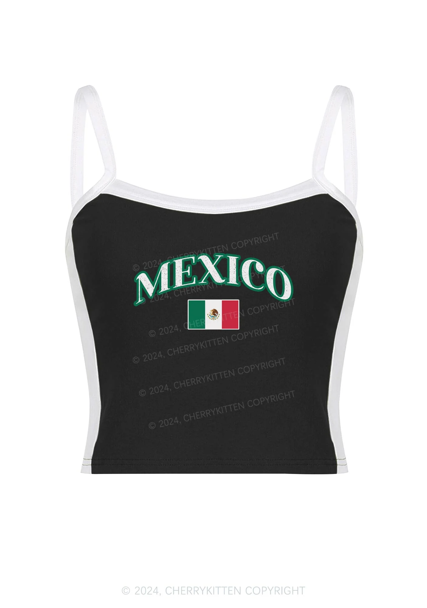 Mexico Y2K Color Block Crop Cami Top Cherrykitten - Image 3