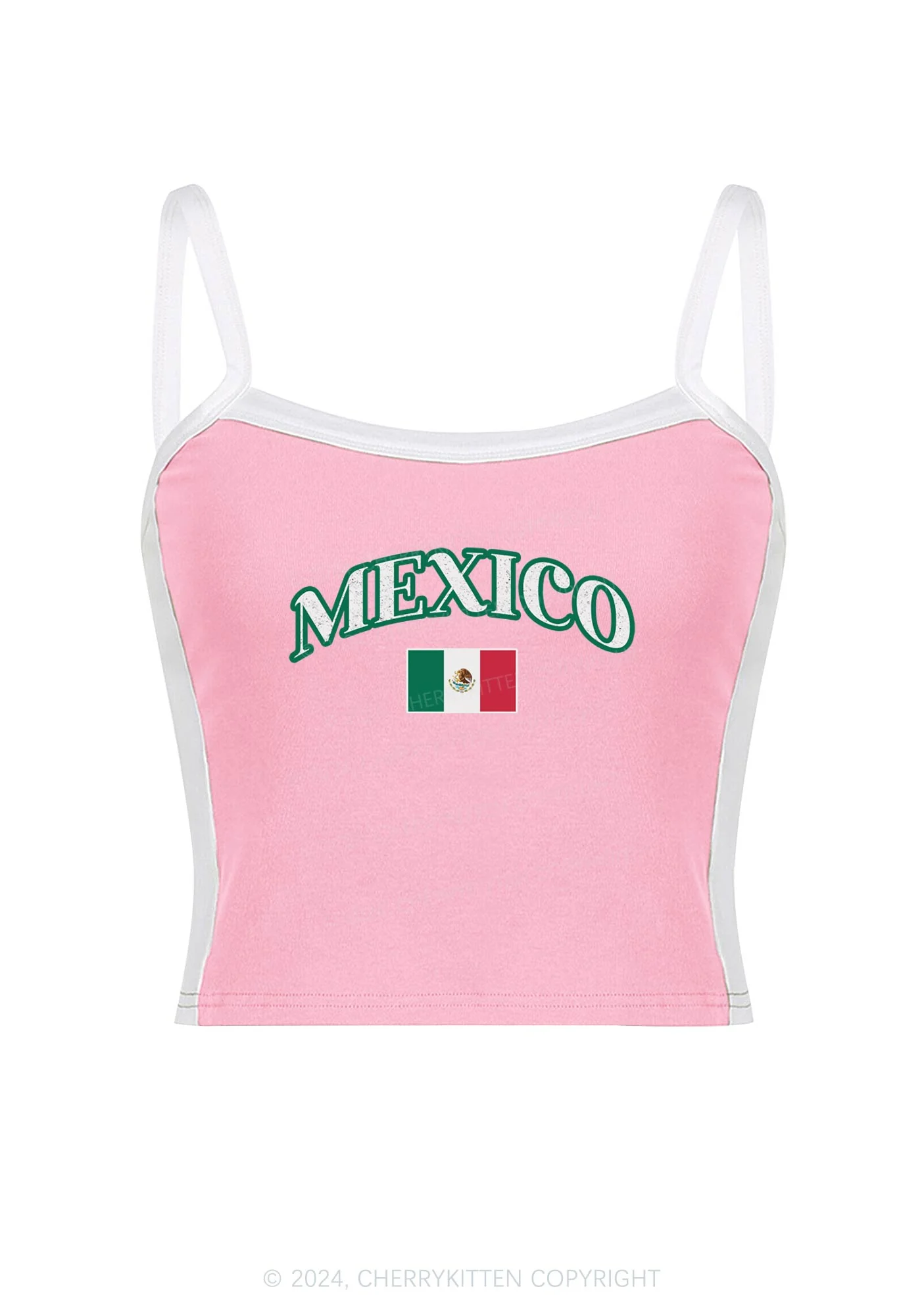 Mexico Y2K Color Block Crop Cami Top Cherrykitten - Image 4