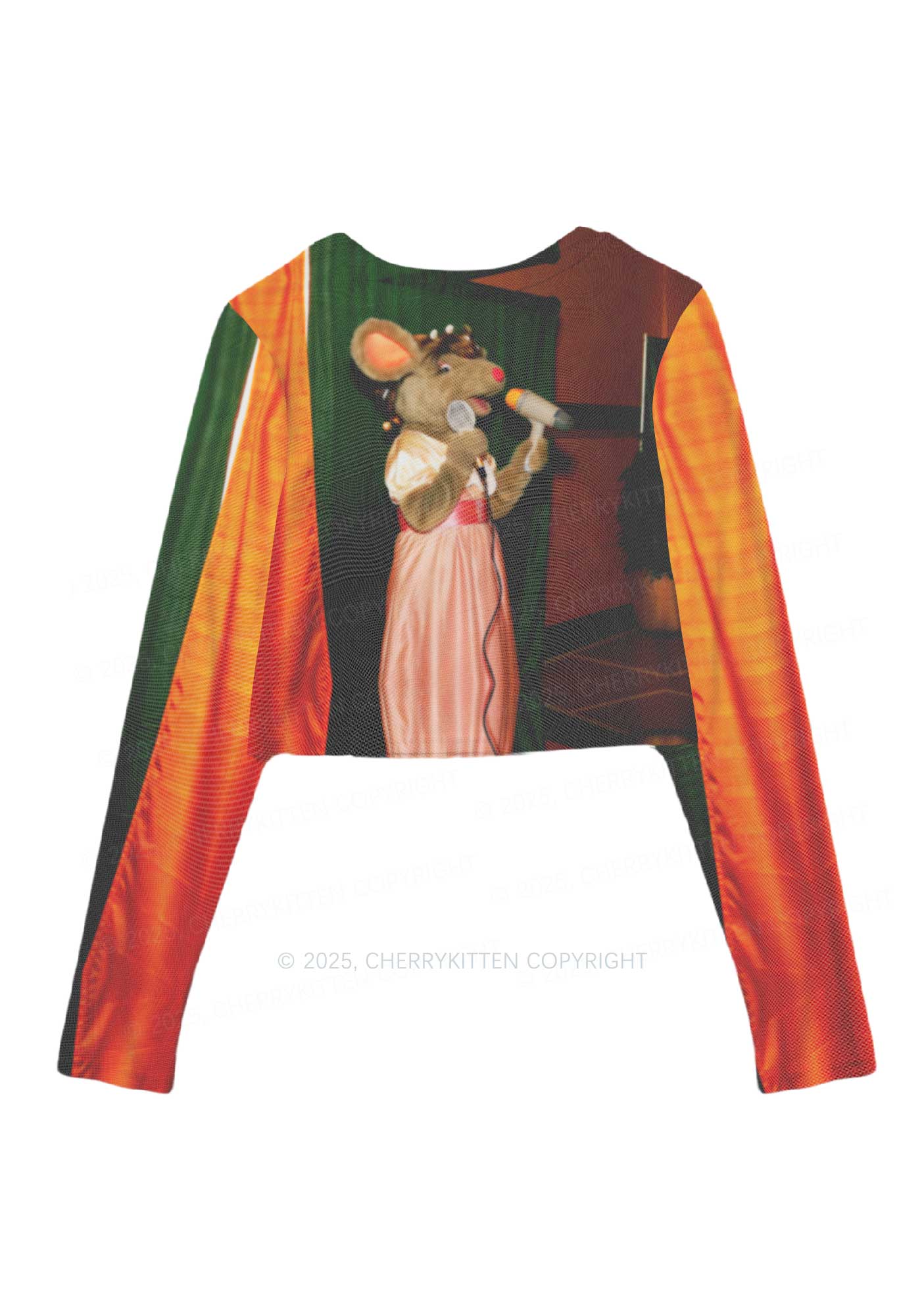 Mic Pink Dress Ratz Y2K Mesh Long Sleeve Crop Top Cherrykitten - Image 3