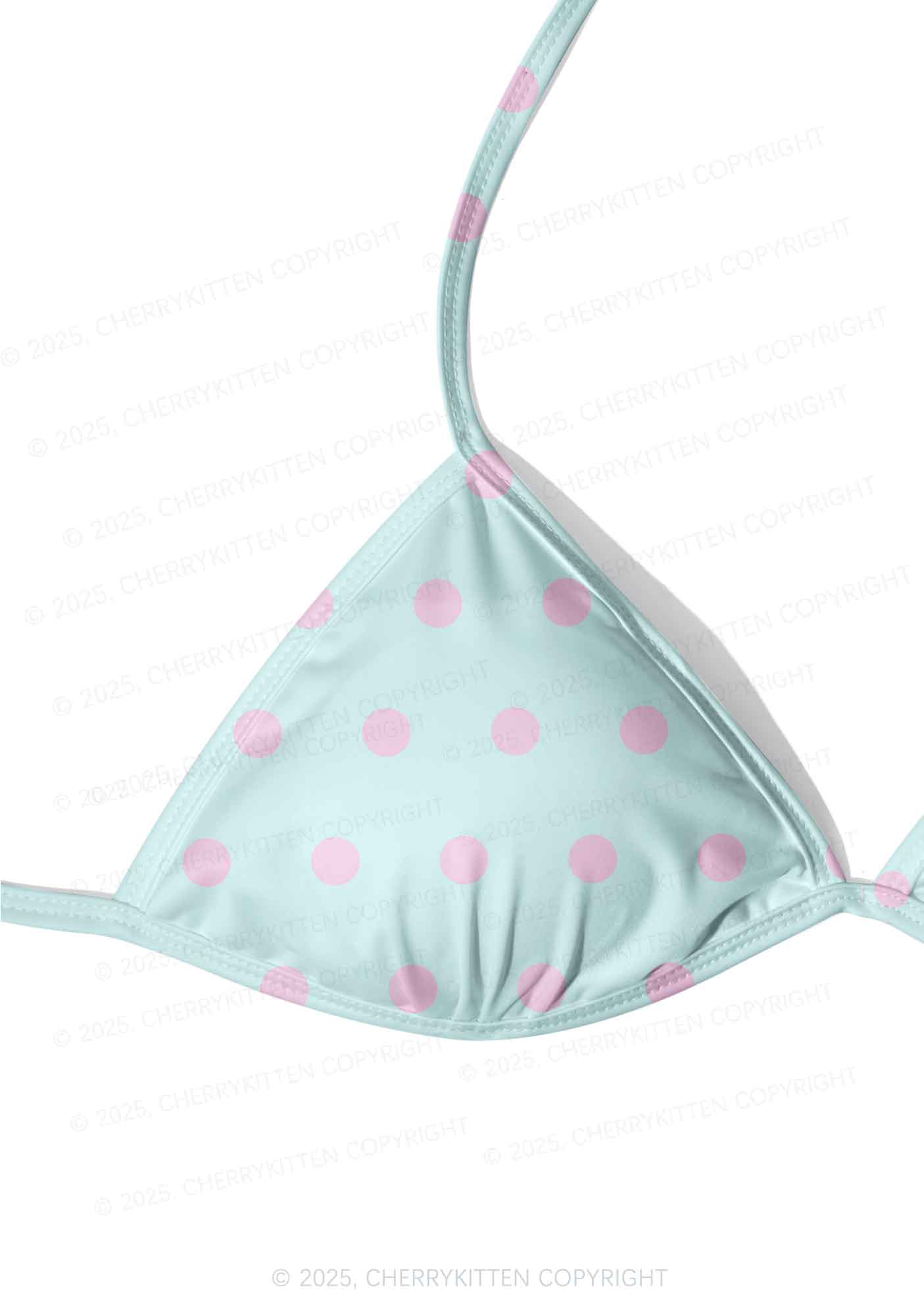 Mint Blue And Pink Dots Y2K Print Bikini Set Cherrykitten - Image 4