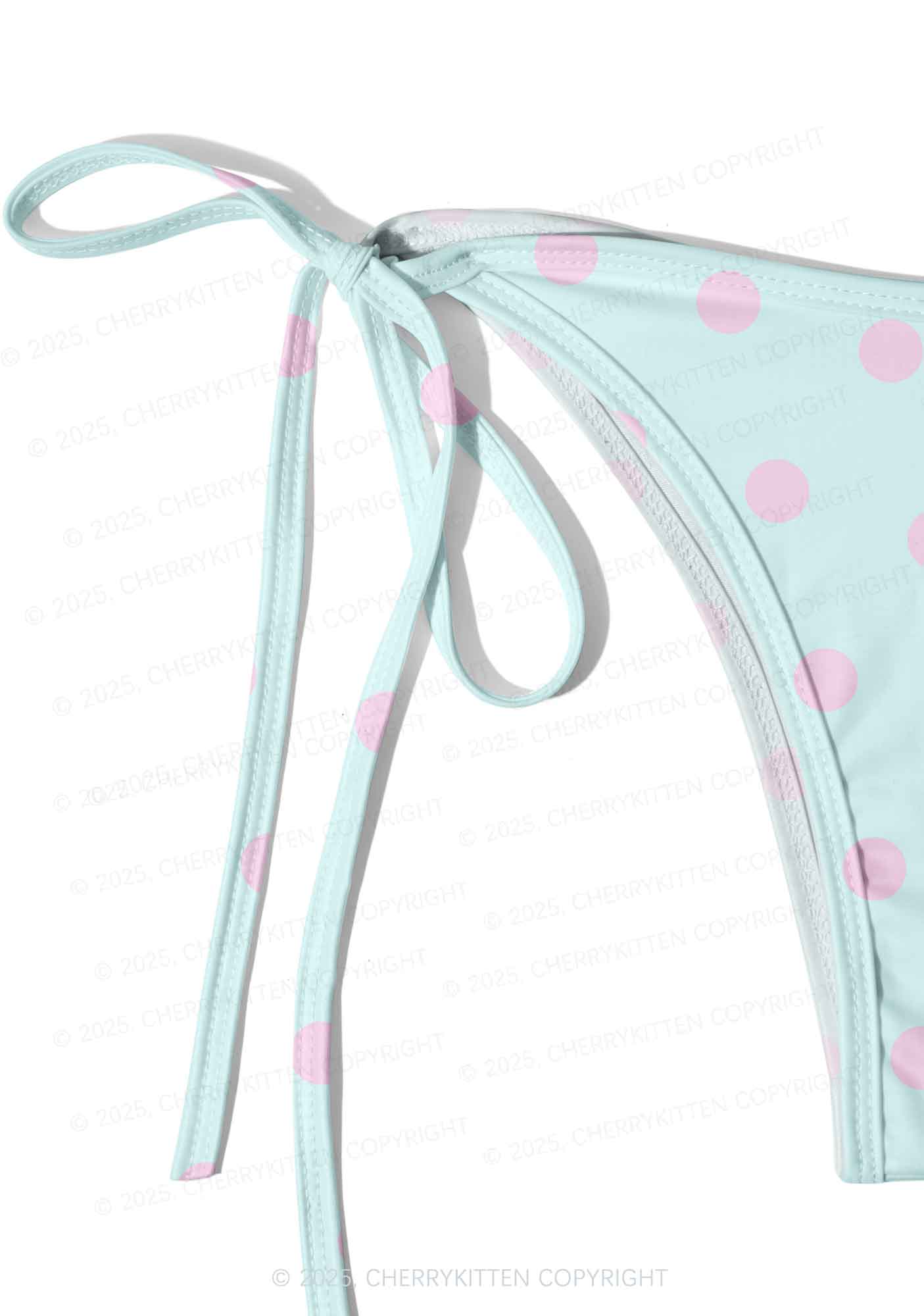 Mint Blue And Pink Dots Y2K Print Bikini Set Cherrykitten - Image 5