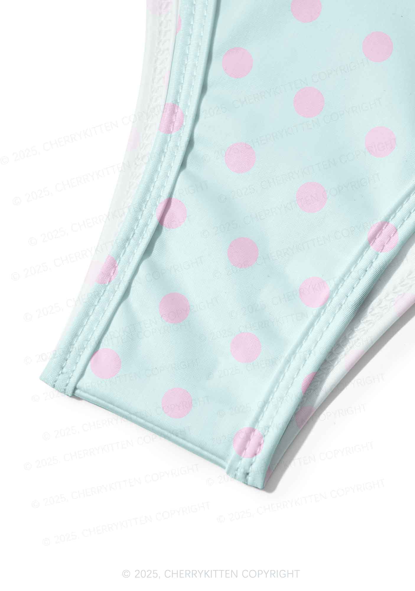 Mint Blue And Pink Dots Y2K Print Bikini Set Cherrykitten - Image 6