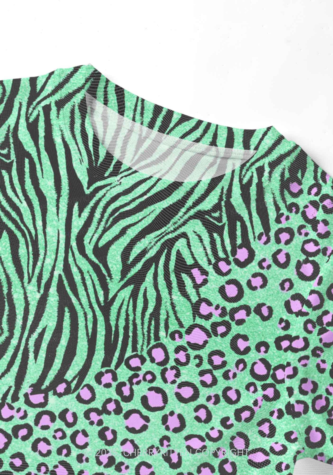 Mint Leopard Y2K Mesh Crop Top Cherrykitten - Image 3