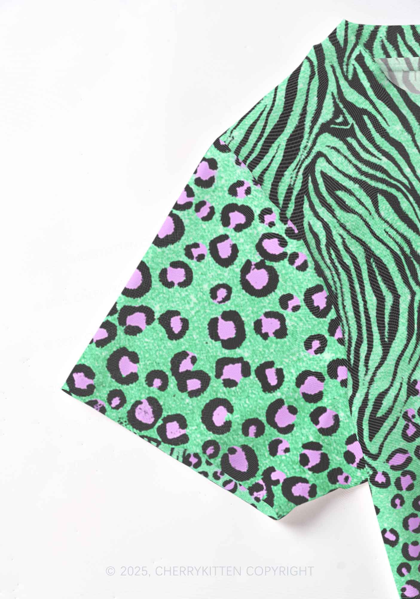 Mint Leopard Y2K Mesh Crop Top Cherrykitten - Image 4