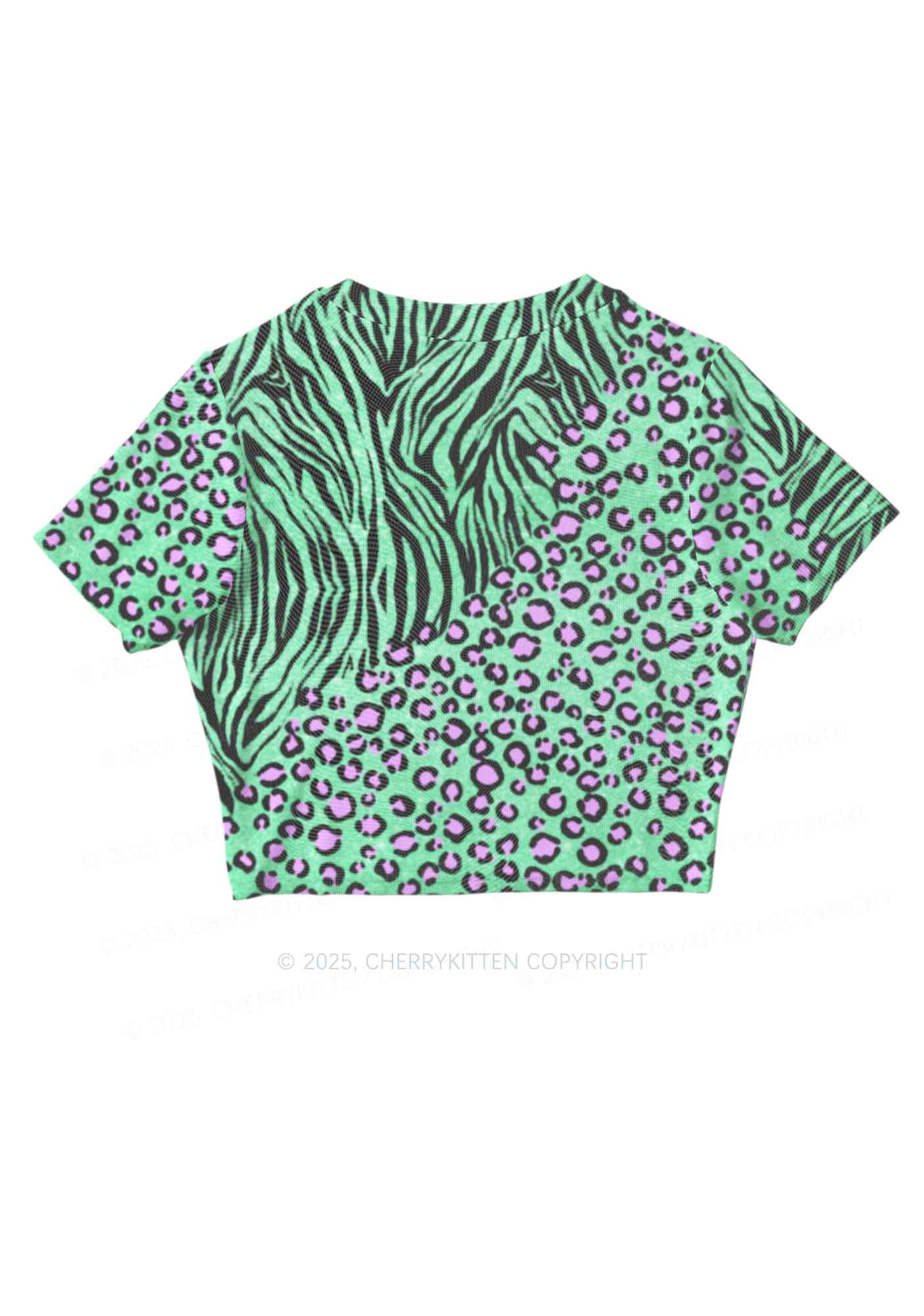 Mint Leopard Y2K Mesh Crop Top Cherrykitten - Image 5
