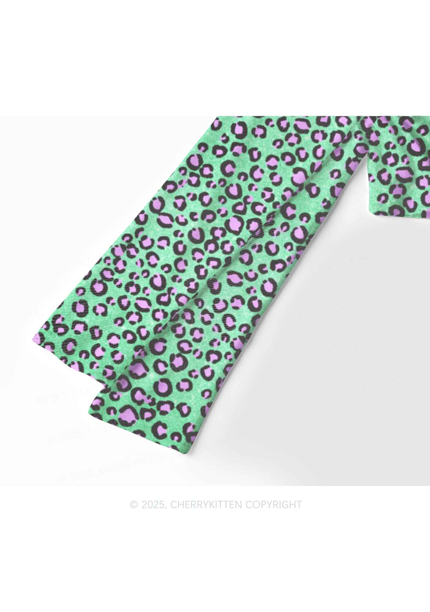 Mint Leopard Y2K Mesh Long Sleeve Crop Top Cherrykitten - Image 4
