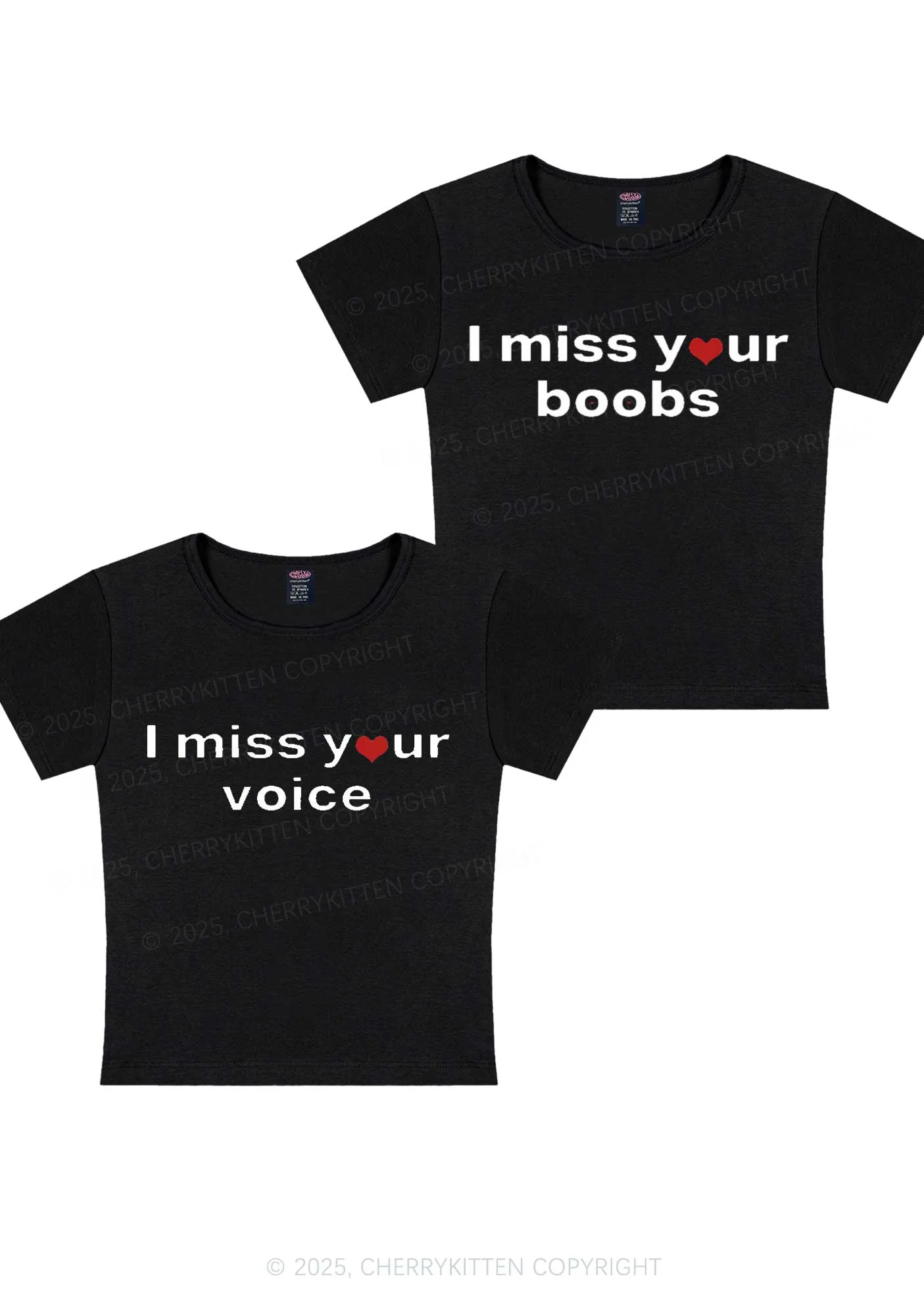 Miss Your Voice Bxxbs Y2K Valentine's Day Baby Tee Cherrykitten - Image 2