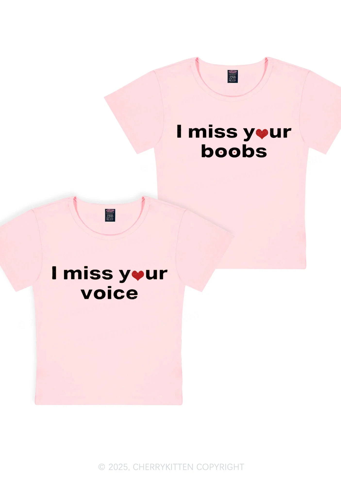 Miss Your Voice Bxxbs Y2K Valentine's Day Baby Tee Cherrykitten - Image 3