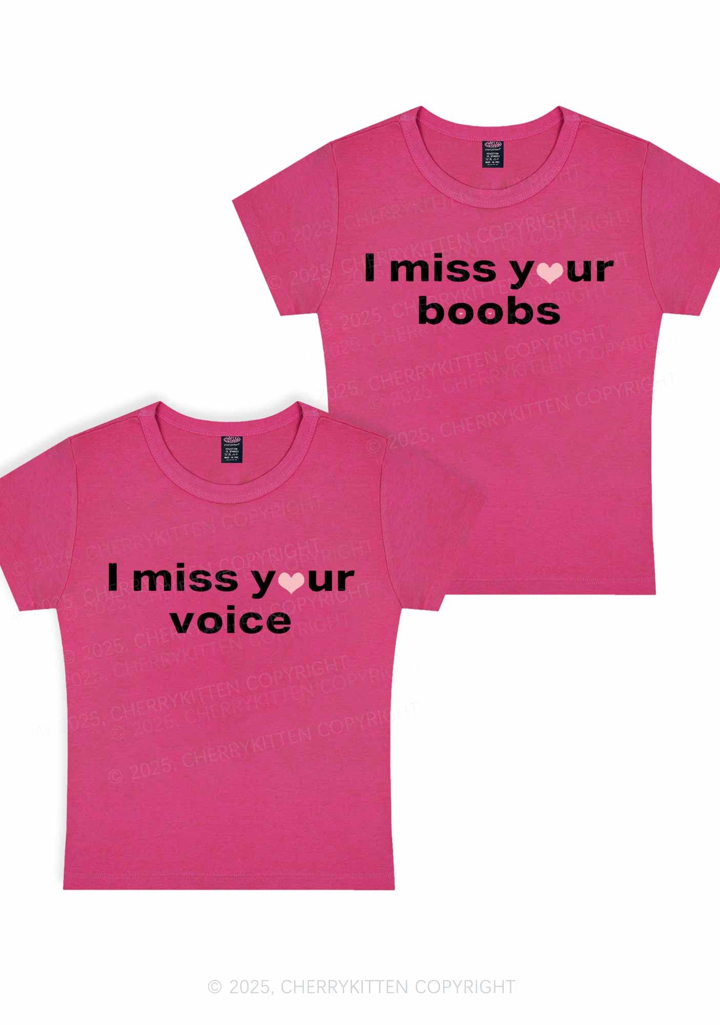Miss Your Voice Bxxbs Y2K Valentine's Day Baby Tee Cherrykitten - Image 5