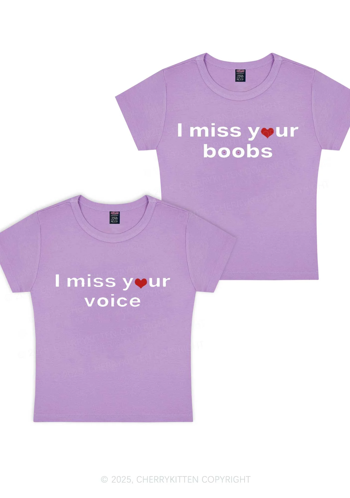 Miss Your Voice Bxxbs Y2K Valentine's Day Baby Tee Cherrykitten - Image 6