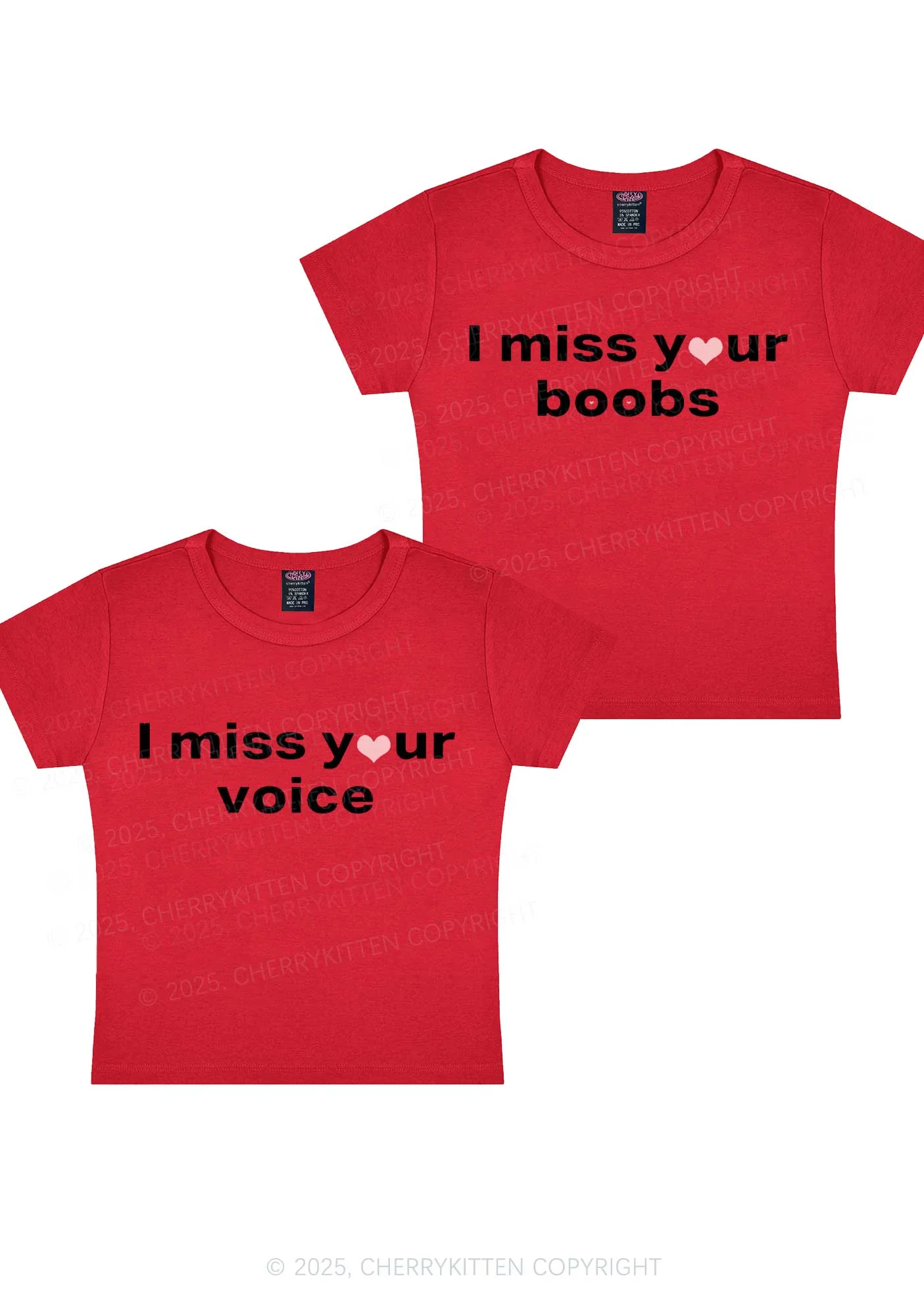 Miss Your Voice Bxxbs Y2K Valentine's Day Baby Tee Cherrykitten - Image 8