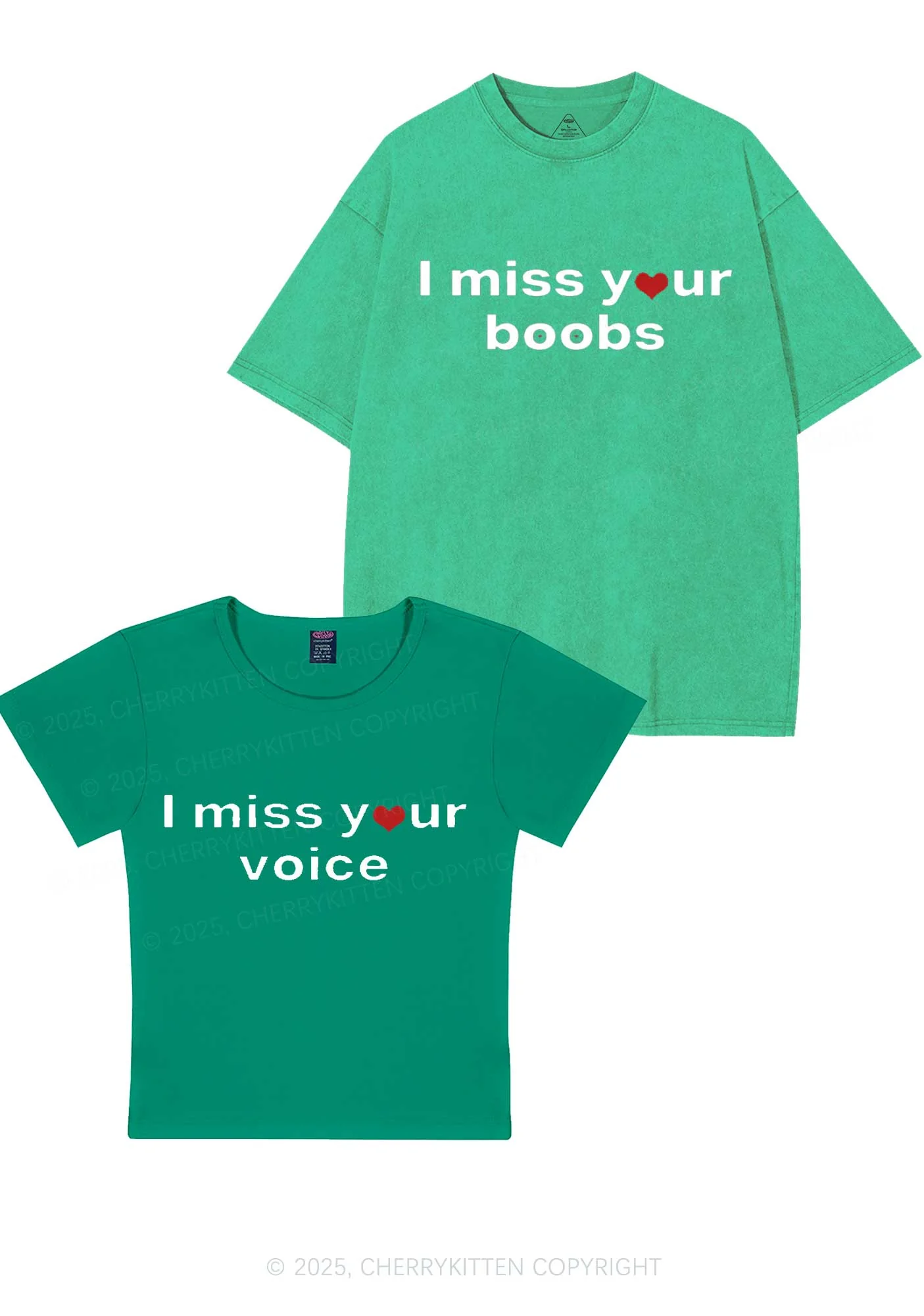 Miss Your Voice Bxxbs Y2K Valentine's Day Couple Shirt Cherrykitten - Image 10