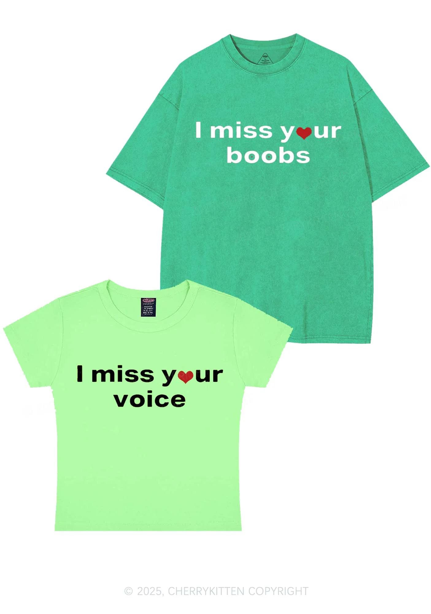 Miss Your Voice Bxxbs Y2K Valentine's Day Couple Shirt Cherrykitten - Image 11