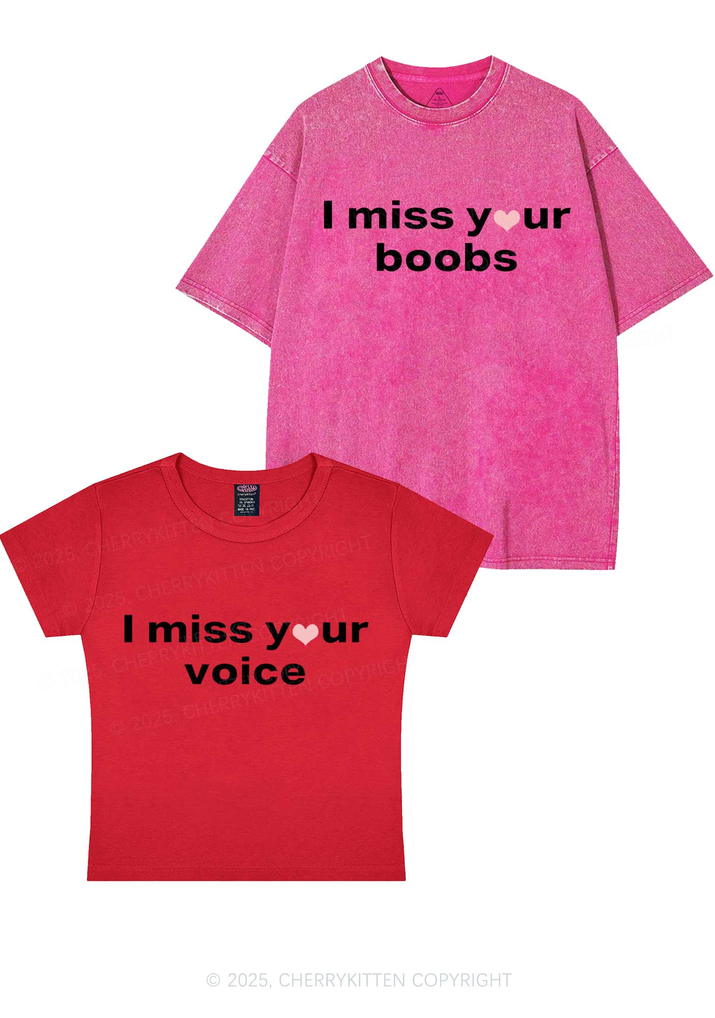 Miss Your Voice Bxxbs Y2K Valentine's Day Couple Shirt Cherrykitten - Image 6