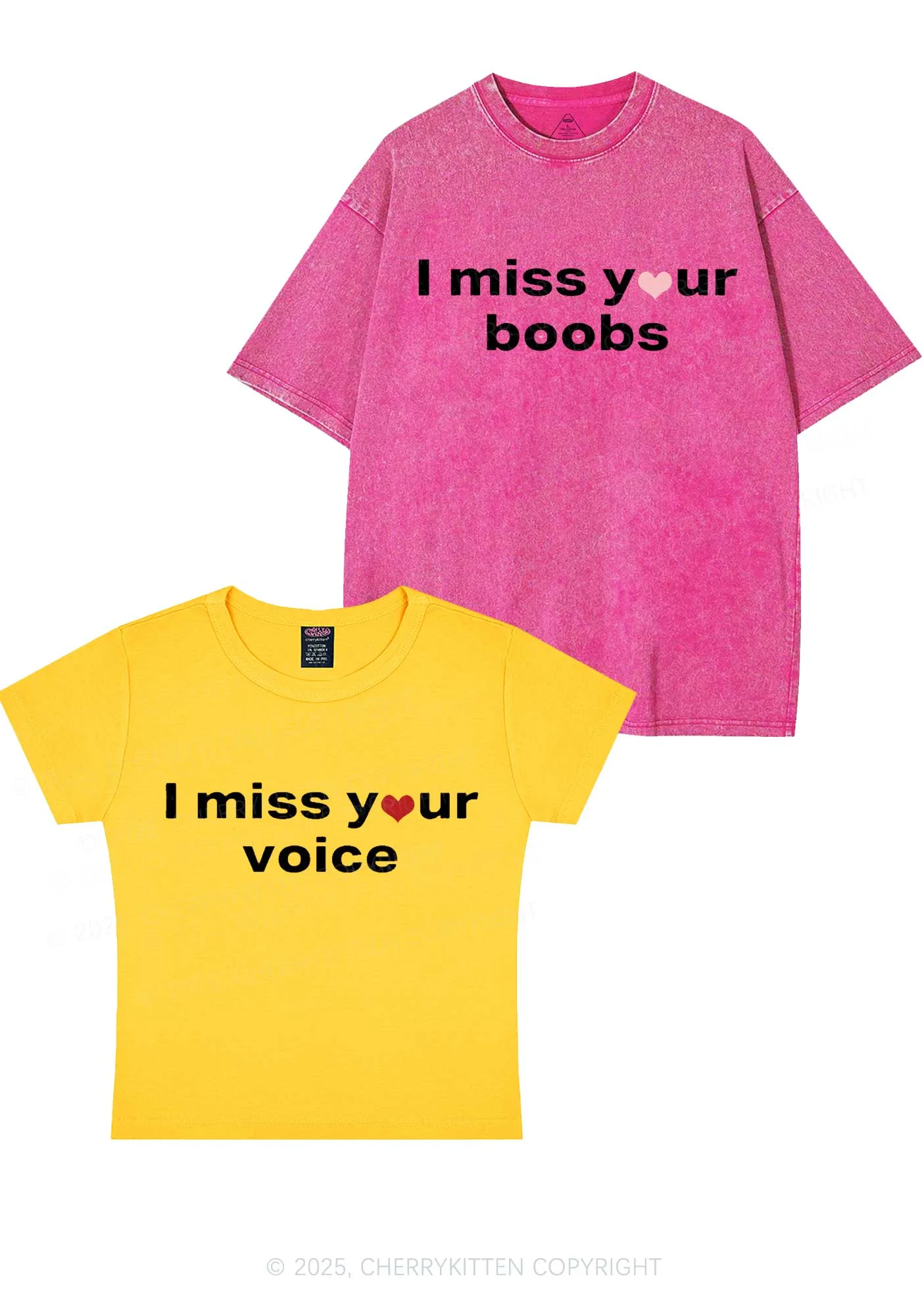 Miss Your Voice Bxxbs Y2K Valentine's Day Couple Shirt Cherrykitten - Image 8