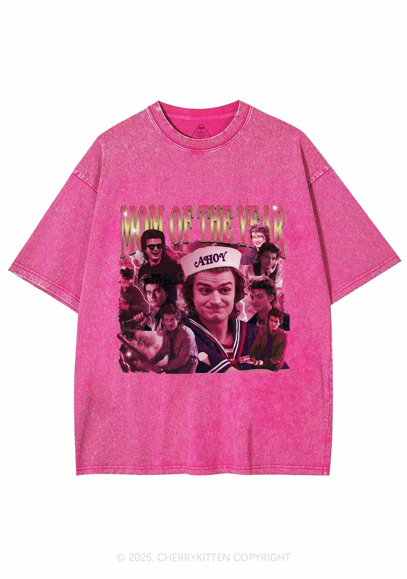 Mom Of The Year Y2K Shirts Washed Tee Cherrykitten - Image 3