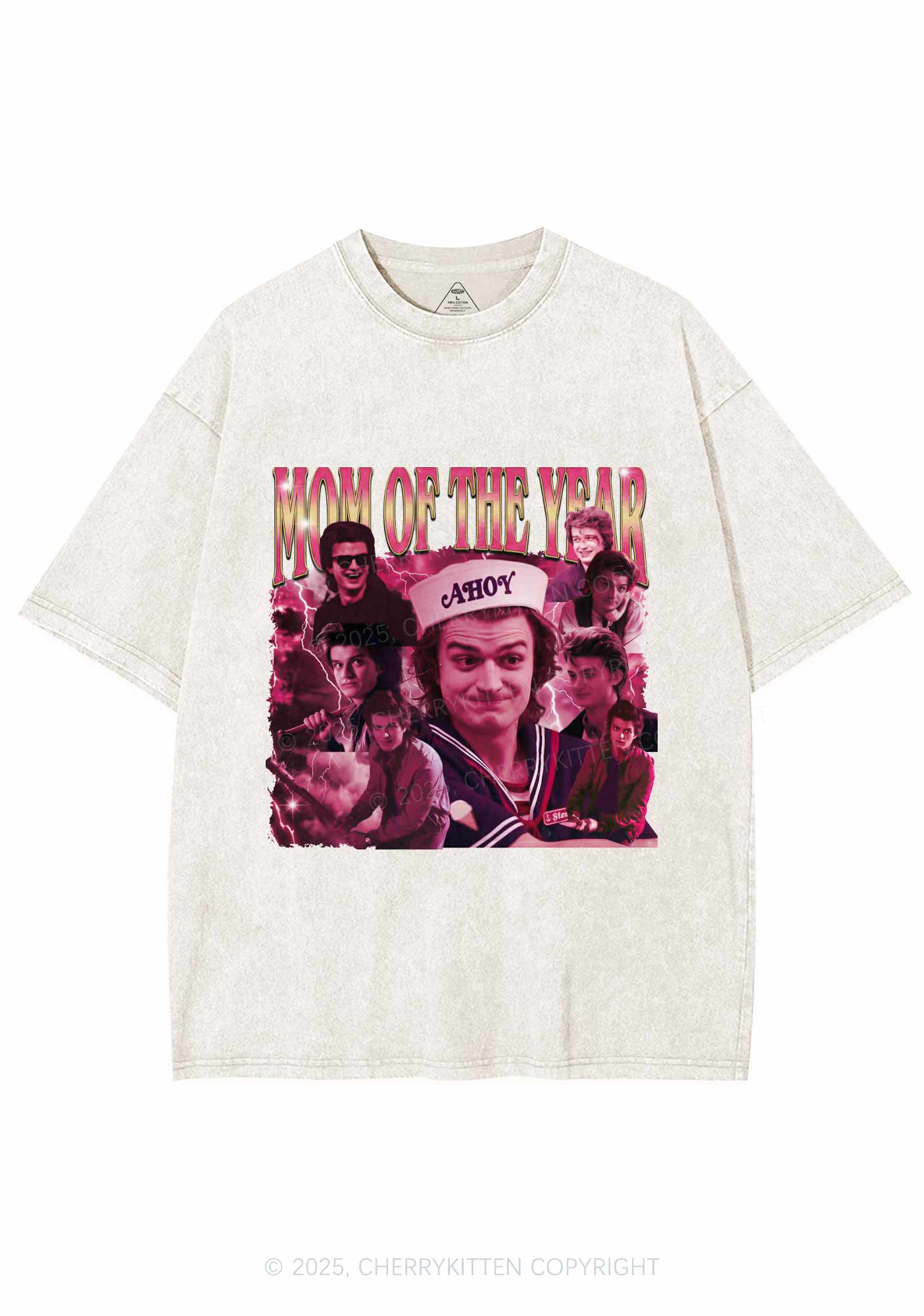 Mom Of The Year Y2K Shirts Washed Tee Cherrykitten - Image 4