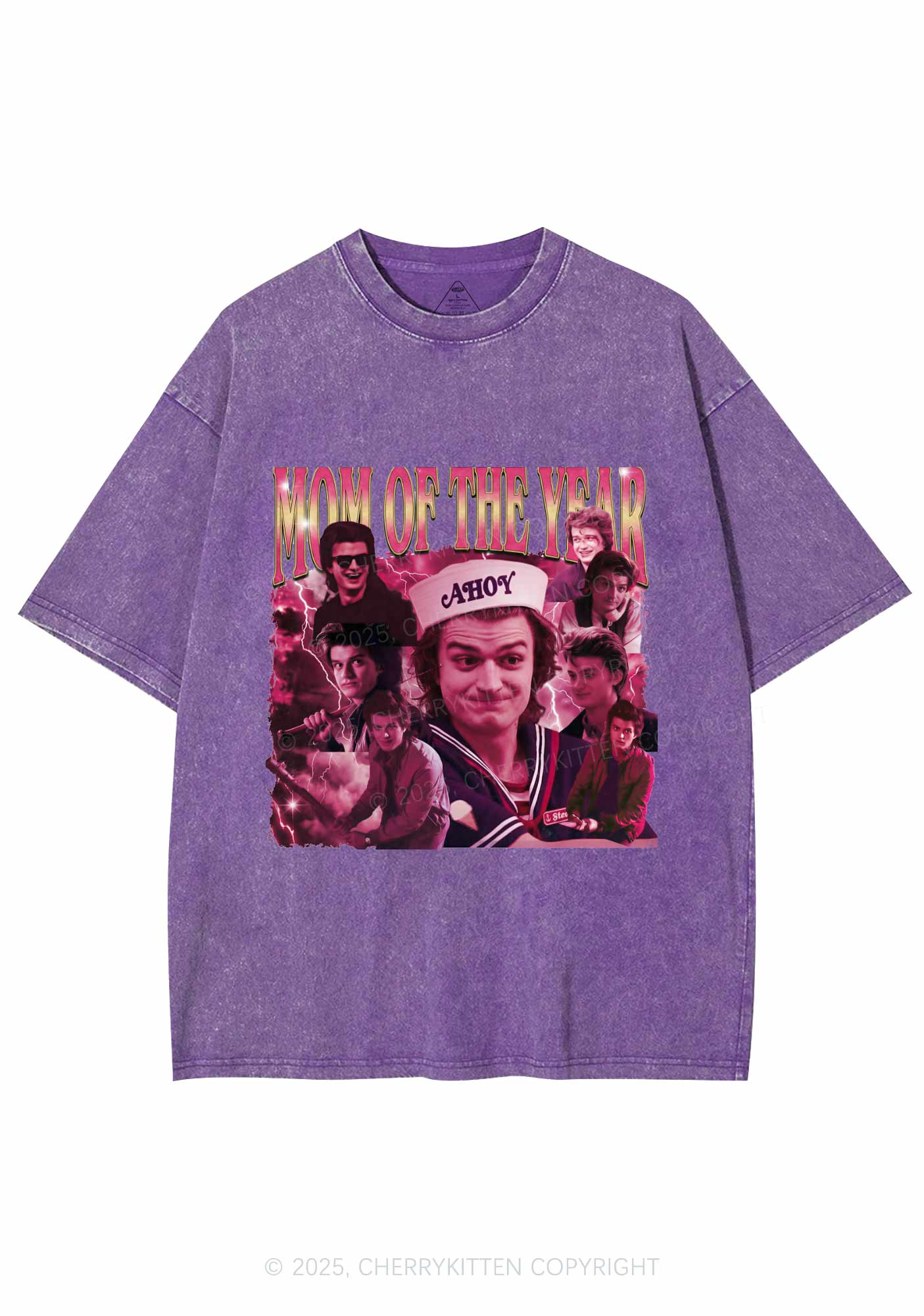 Mom Of The Year Y2K Shirts Washed Tee Cherrykitten - Image 5