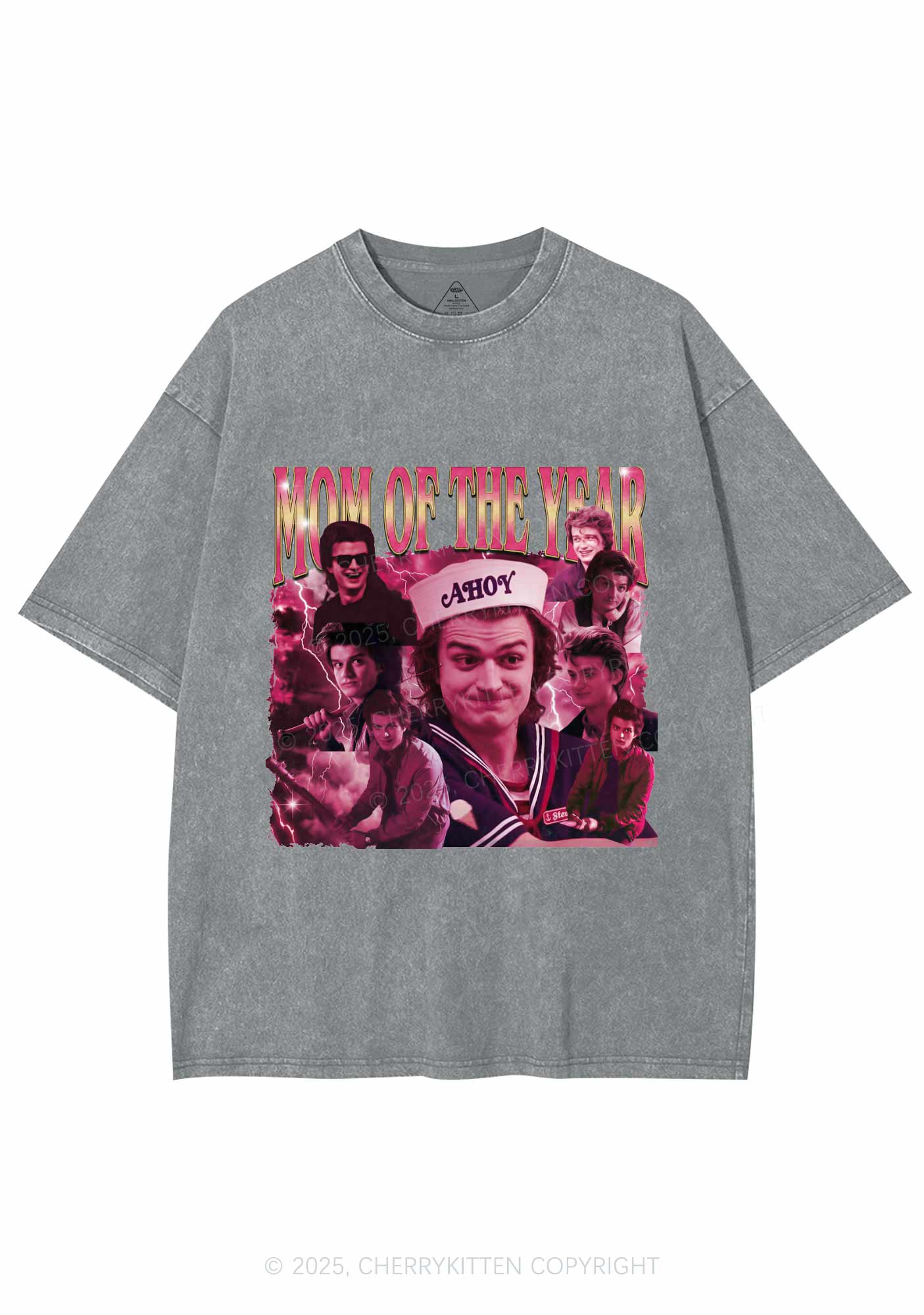 Mom Of The Year Y2K Shirts Washed Tee Cherrykitten - Image 7