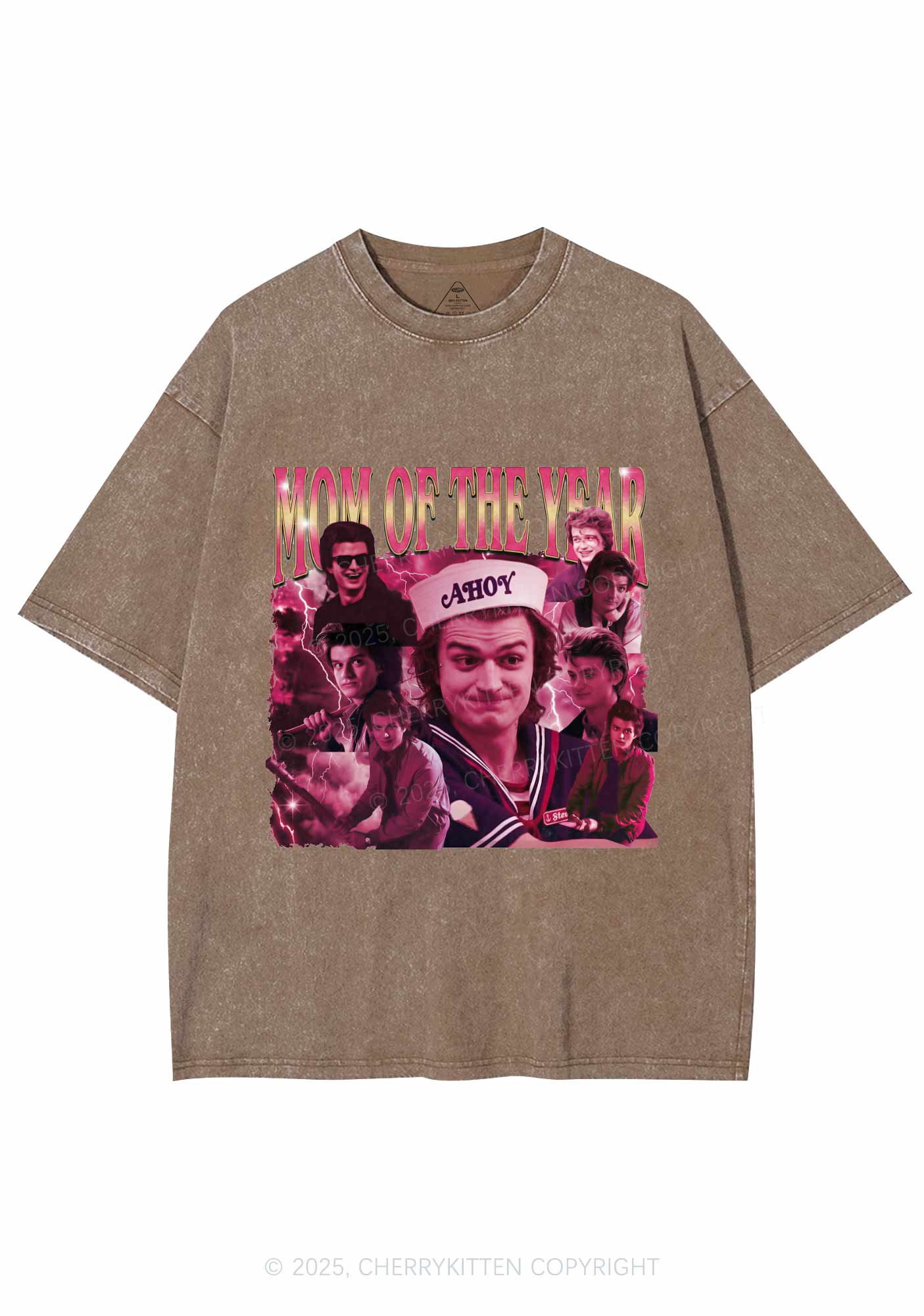 Mom Of The Year Y2K Shirts Washed Tee Cherrykitten - Image 8