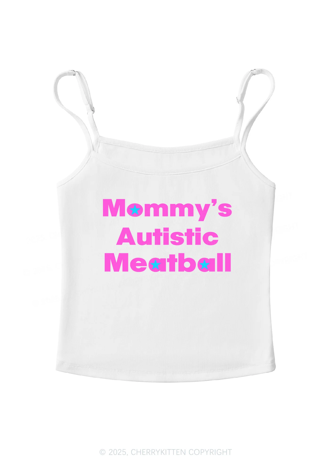 Mommys Autistic Meatball Y2K Spaghetti Strap Cami Cherrykitten - Image 3