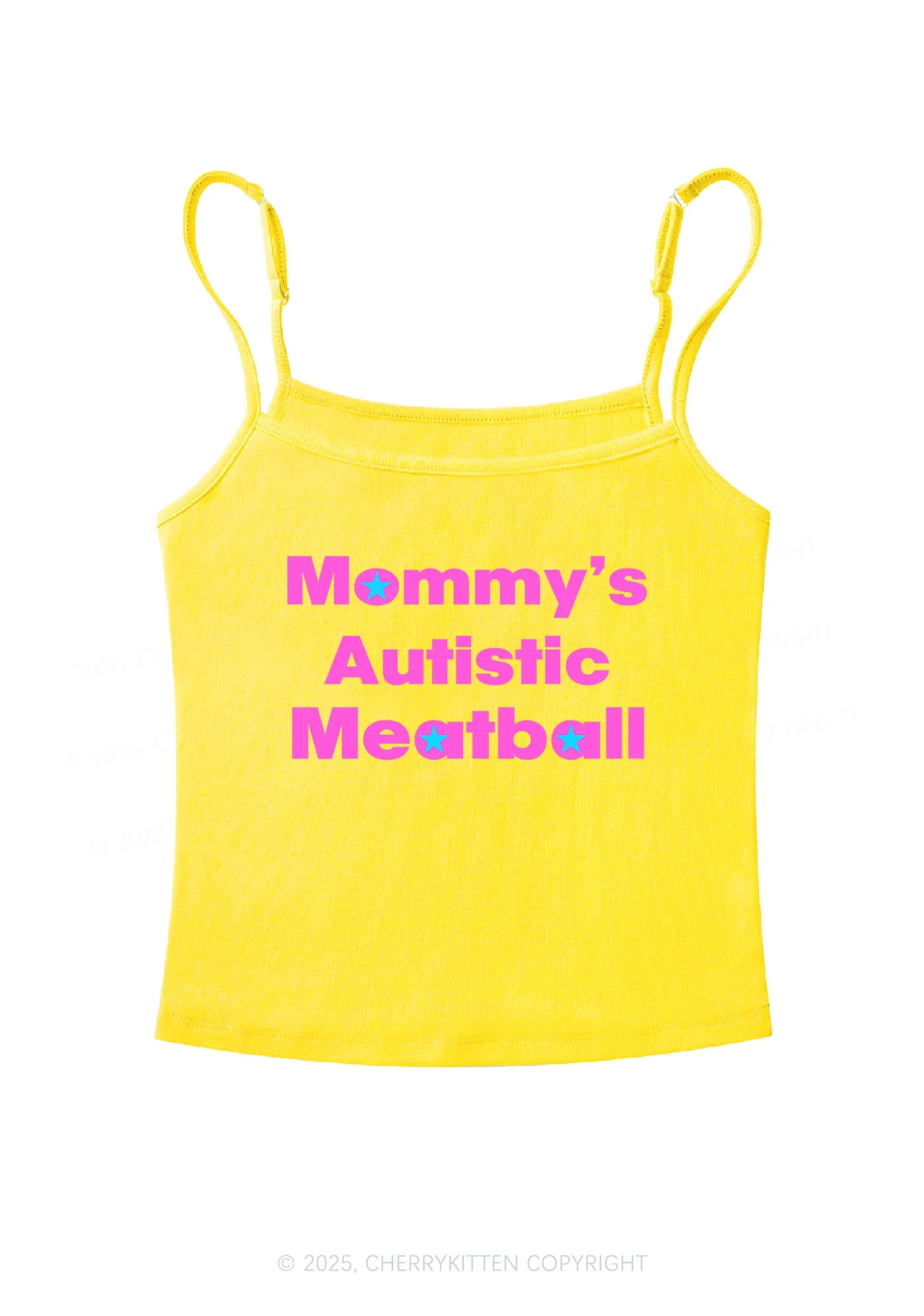 Mommys Autistic Meatball Y2K Spaghetti Strap Cami Cherrykitten - Image 5