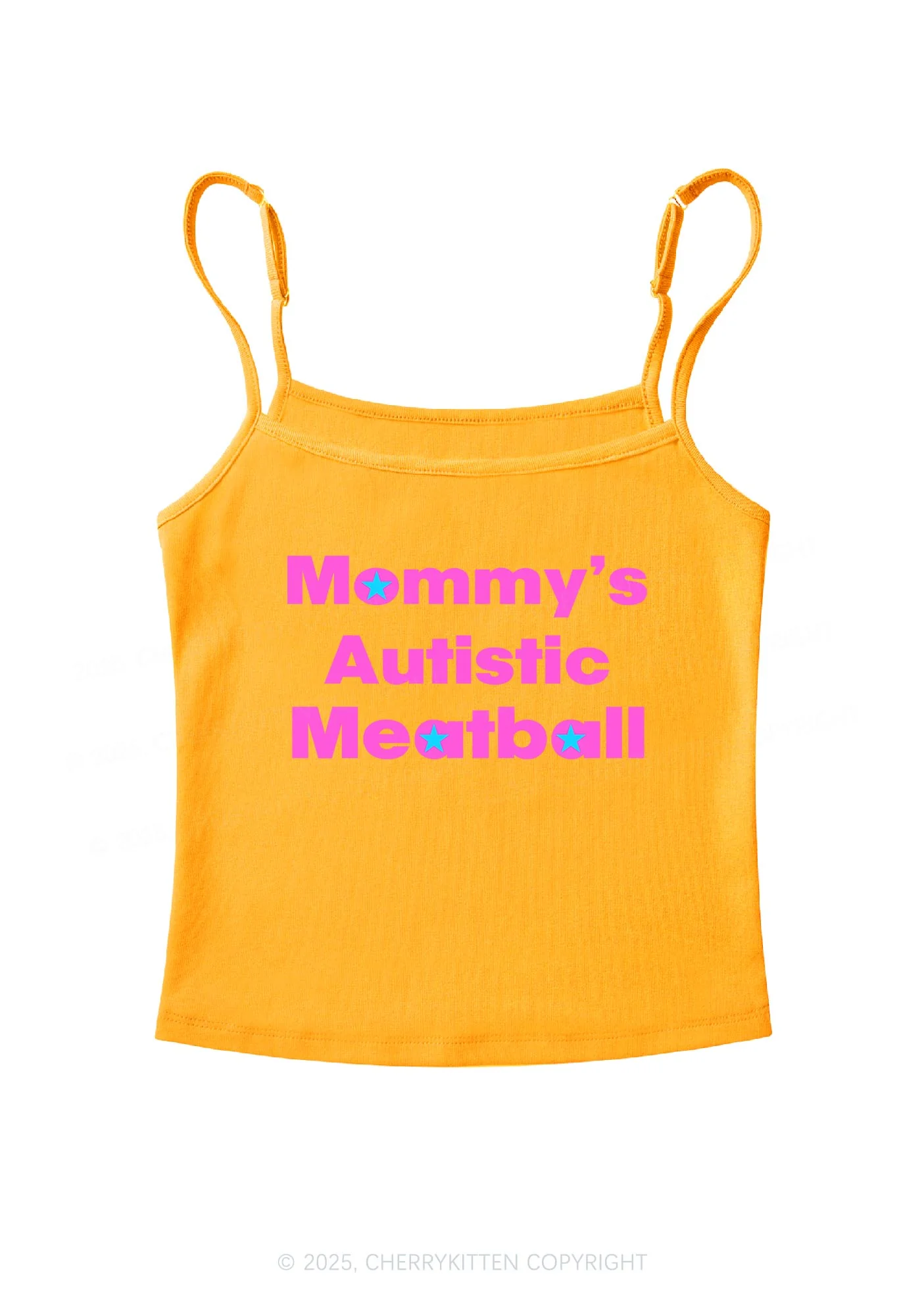 Mommys Autistic Meatball Y2K Spaghetti Strap Cami Cherrykitten - Image 7