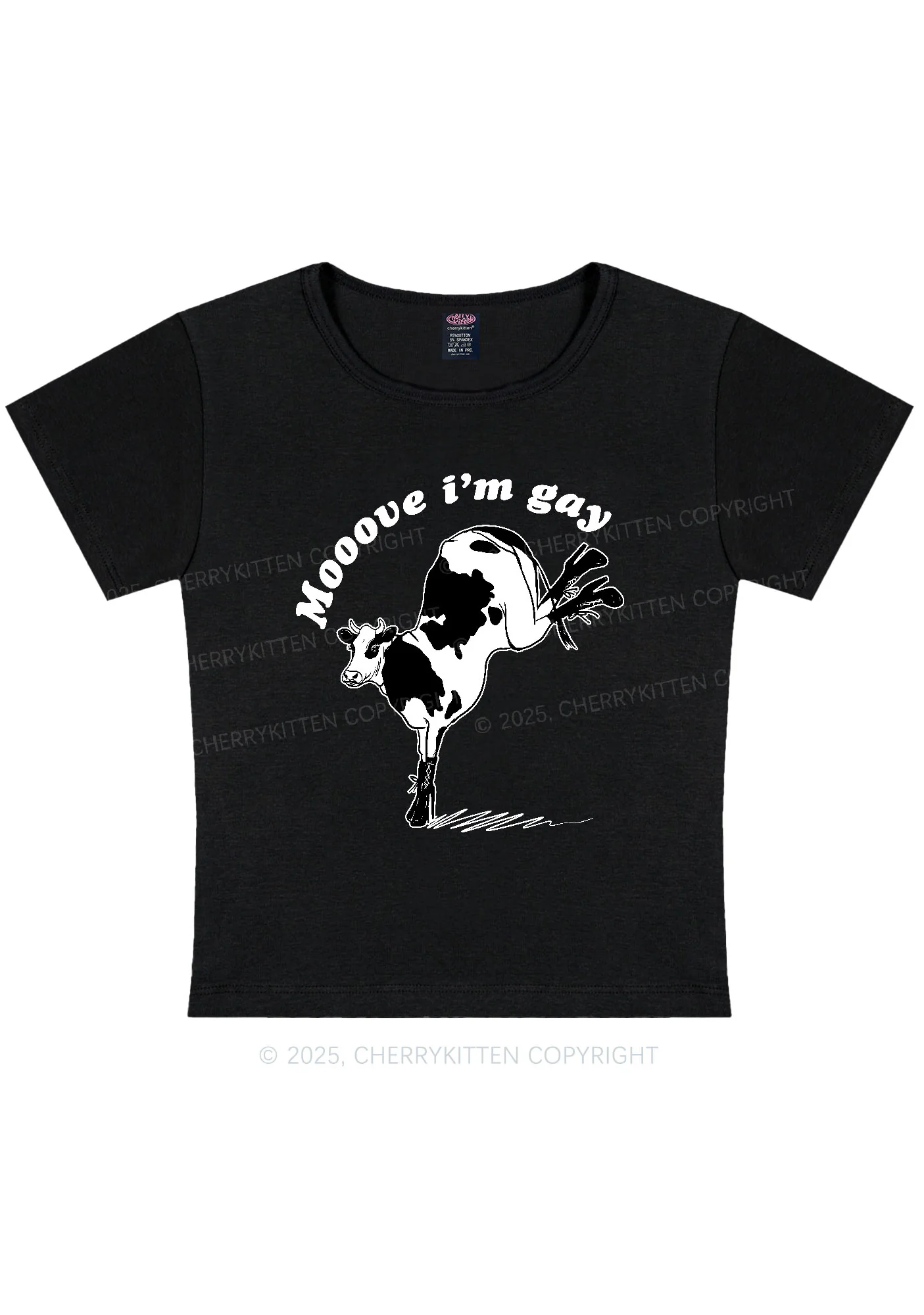 Mooove Im Gay Y2K Baby Tee Cherrykitten - Image 3