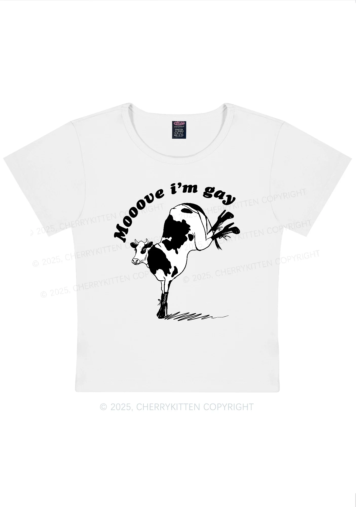 Mooove Im Gay Y2K Baby Tee Cherrykitten - Image 4
